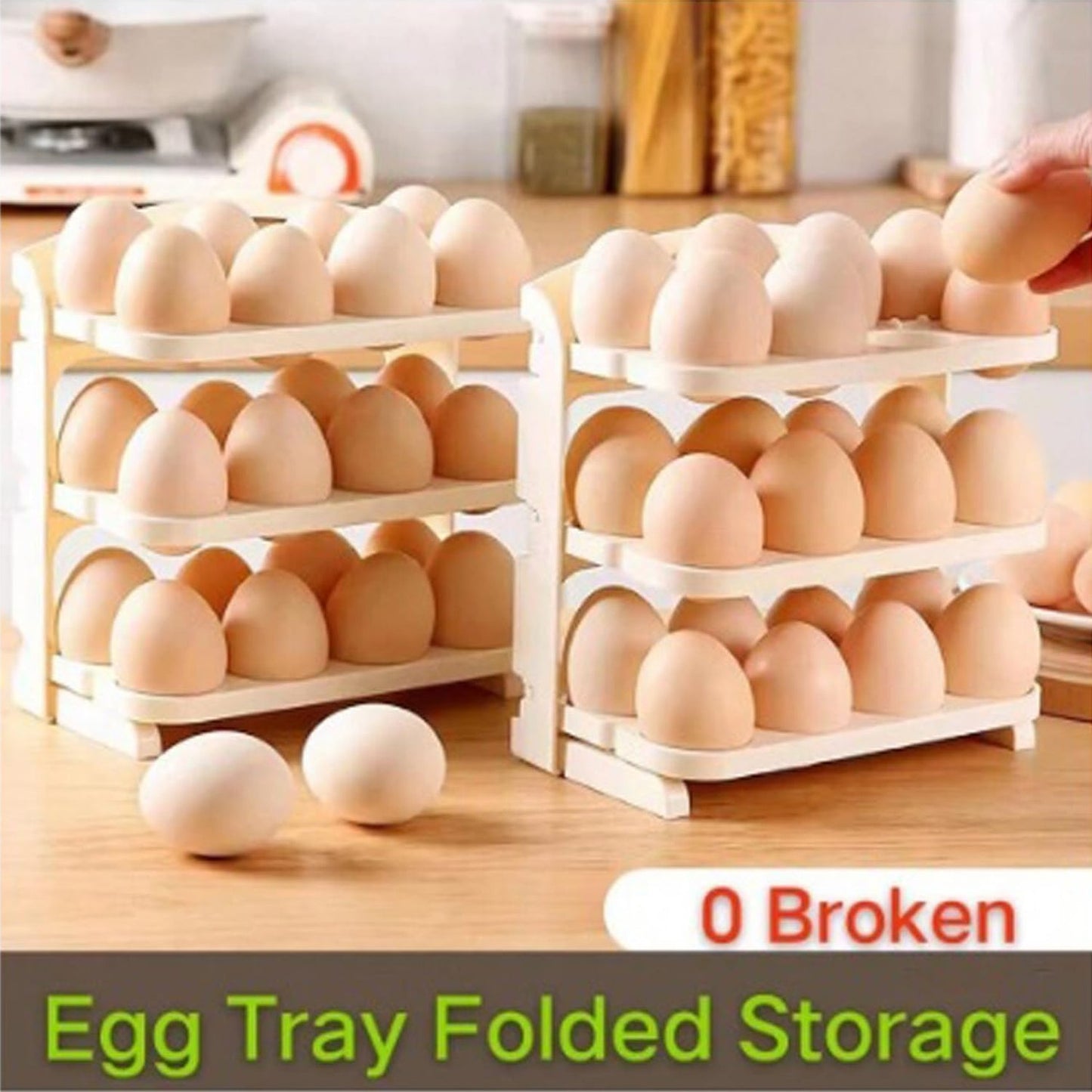 Refrigerator organizer foldable egg tray food-safe plastic