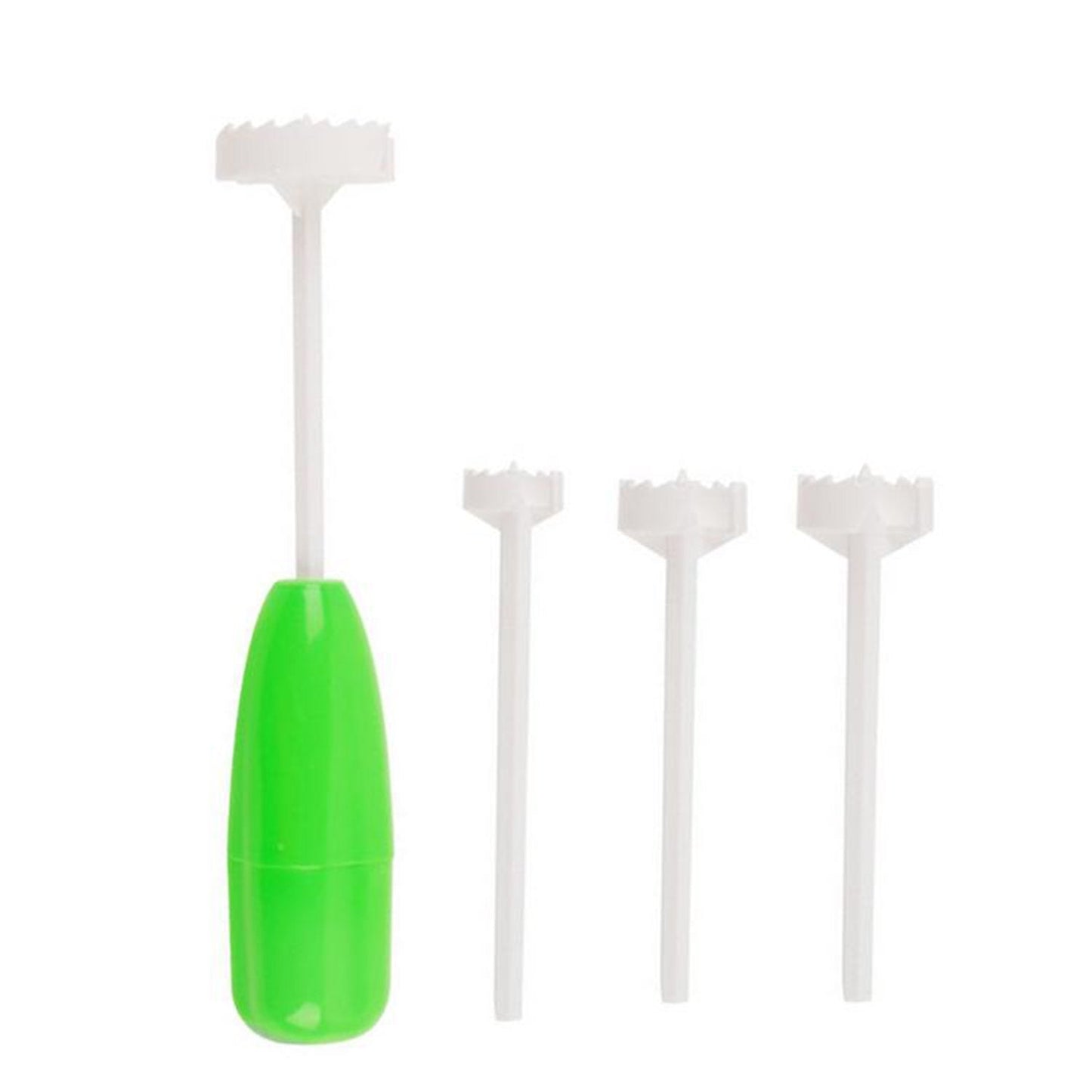 Food-safe plastic spiral cutter tool ready for fruit preparation