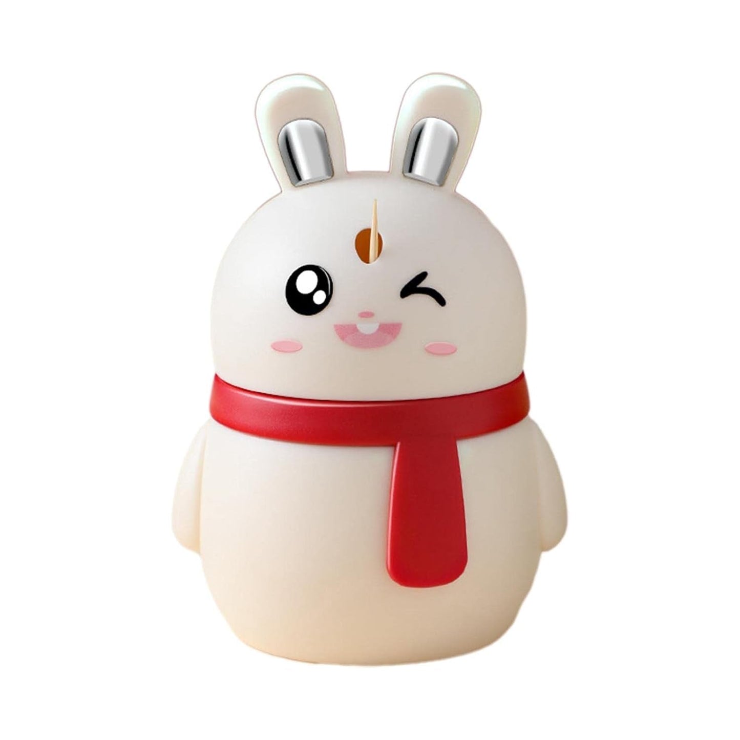 Hygienic toothpick dispenser with easy push release in rabbit shape