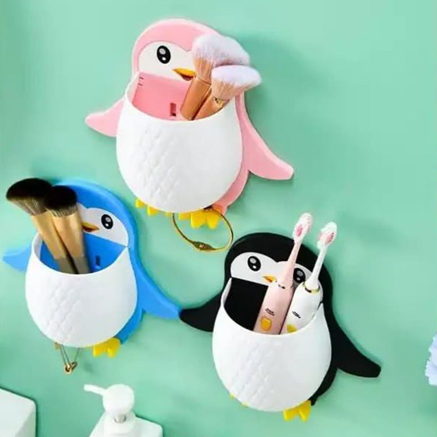 Bathroom toothbrush organizer adhesive box for wall