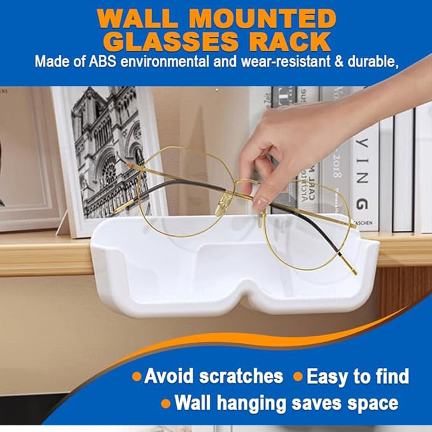 Durable PP plastic wall mount sunglass rack for apartment or store