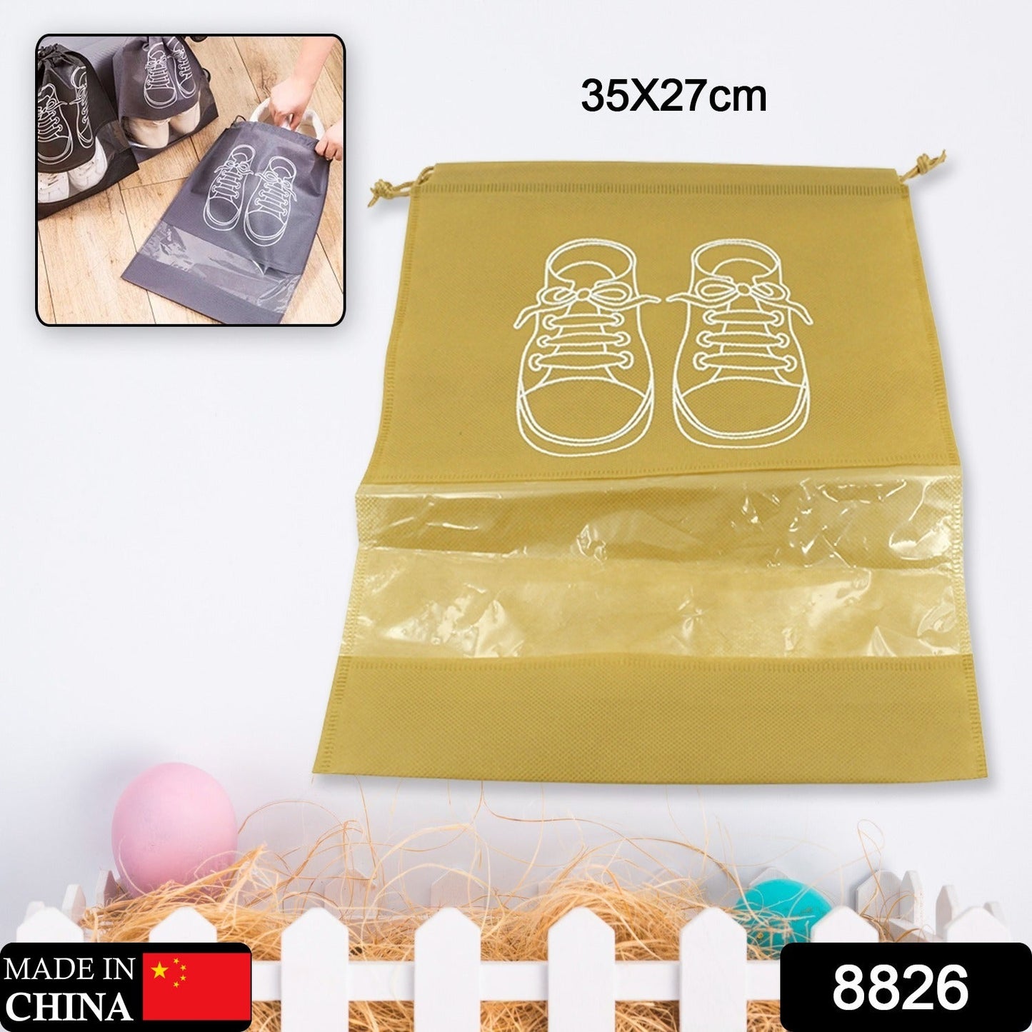 Waterproof travel shoe bag, quick-dry mesh, foldable, perfect for sports and gym in Indian weather
