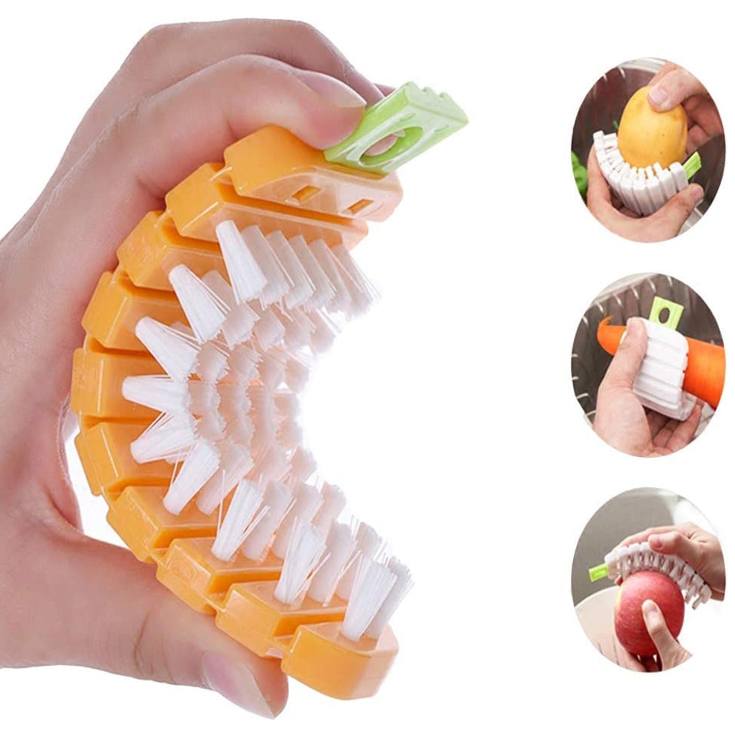 Lightweight fruit brush with flexible head for potatoes and corn