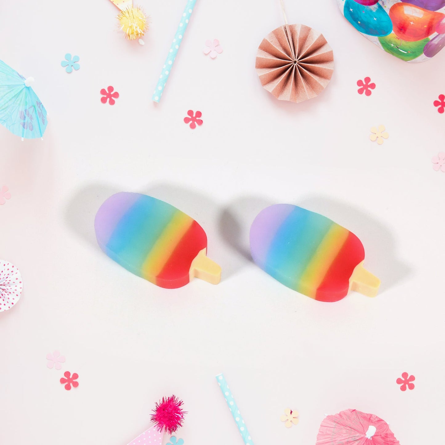 Non-staining jelly sicle shaped erasers for school use