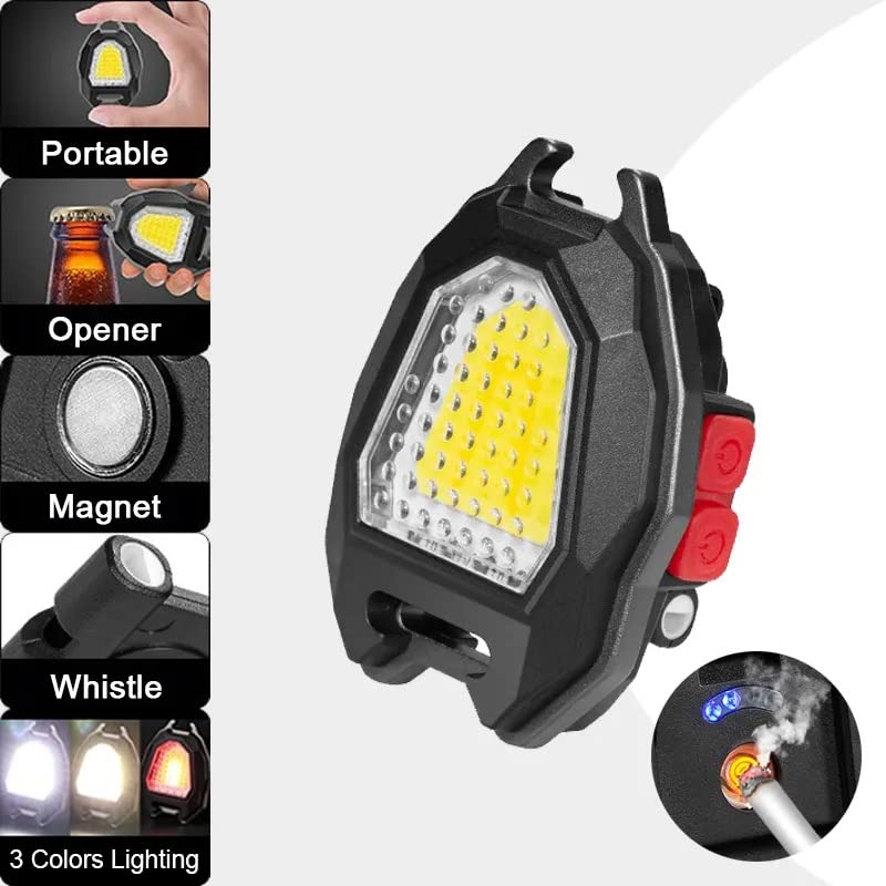 Emergency flashlight with cigarette lighter and rotatable handle