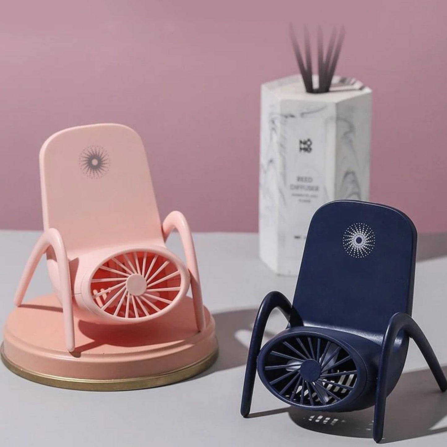 Portable mobile phone holder fan with adjustable wind speed and USB charging