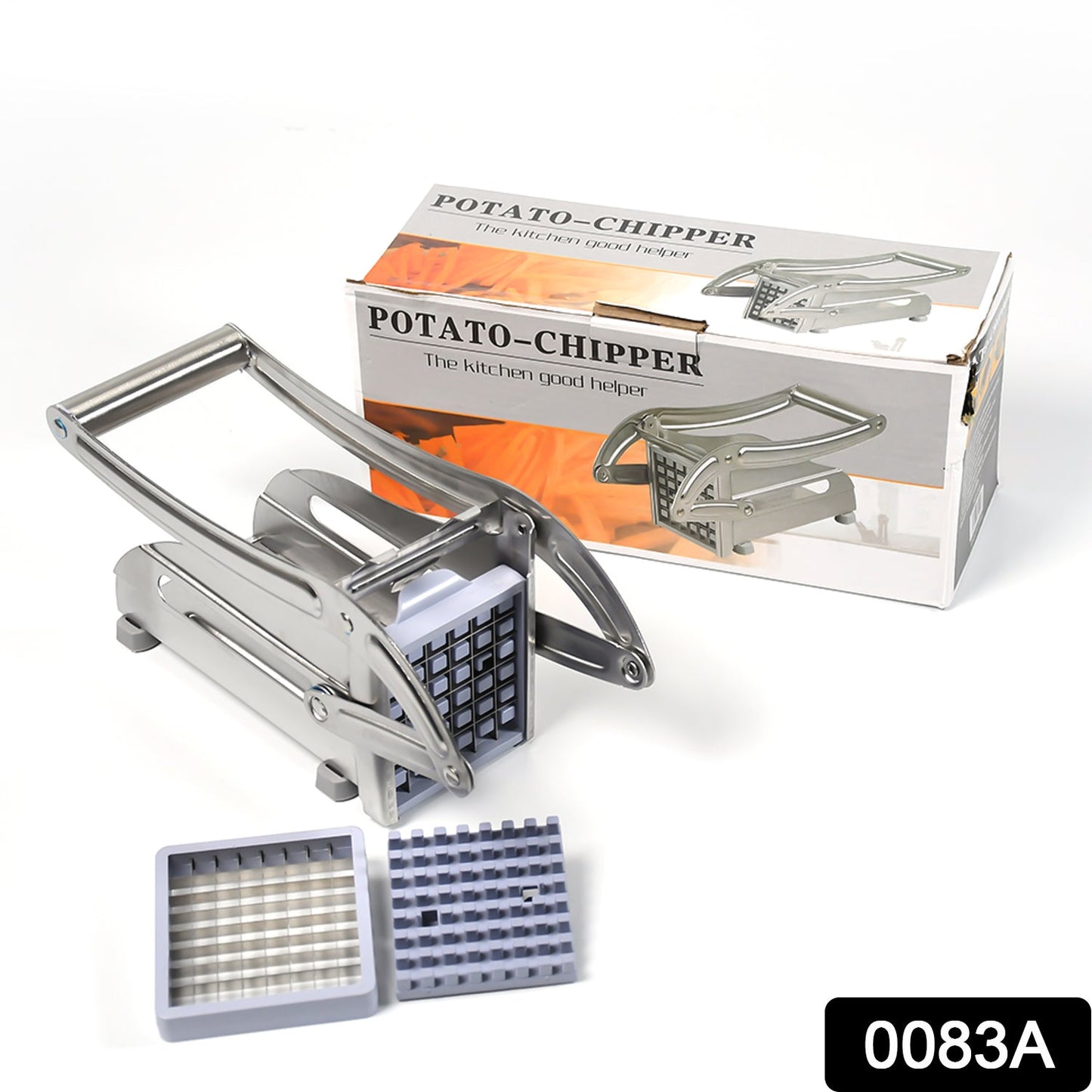 Potato chips cutter with interchangeable strip blades
