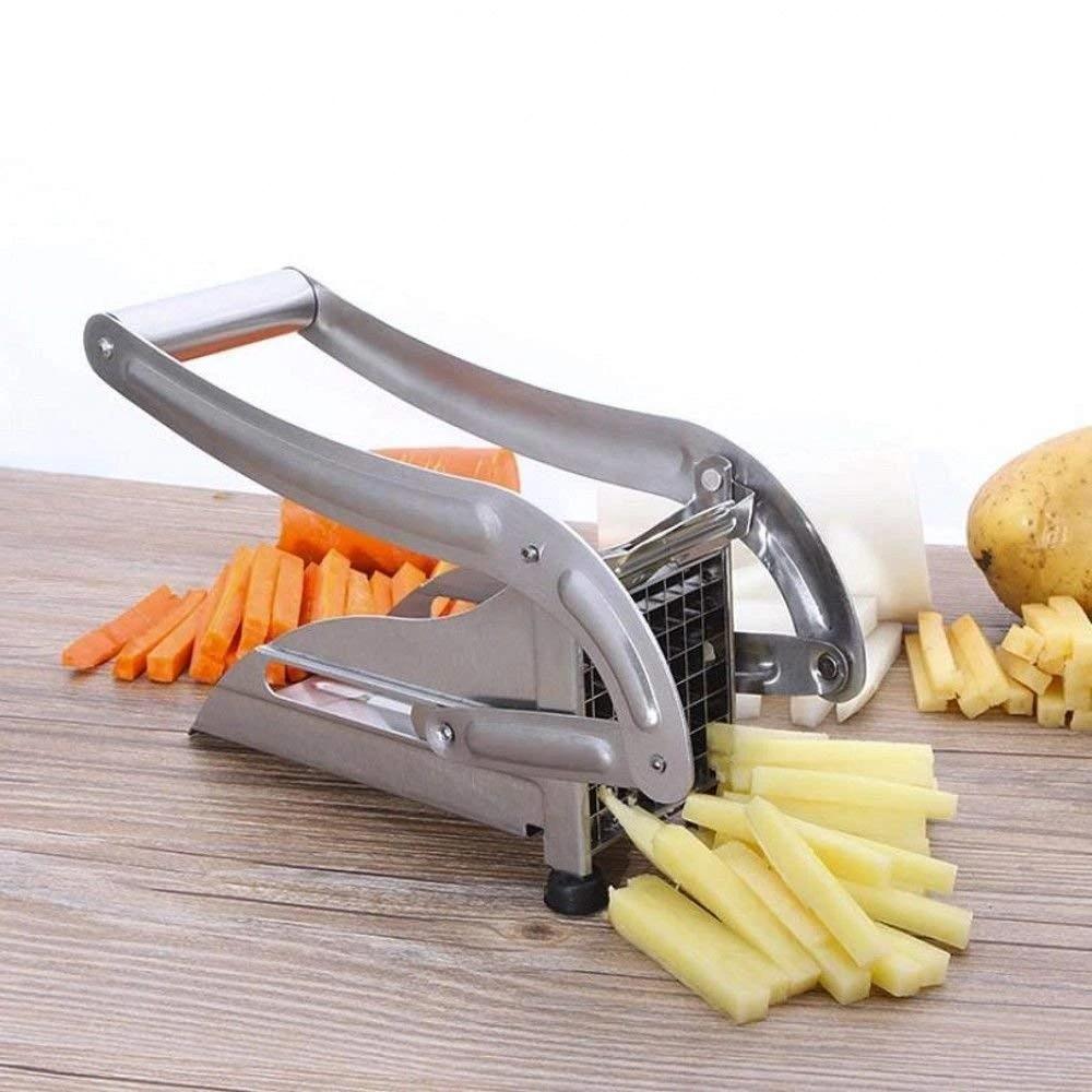 Manual potato chopper with non-slip handle and base