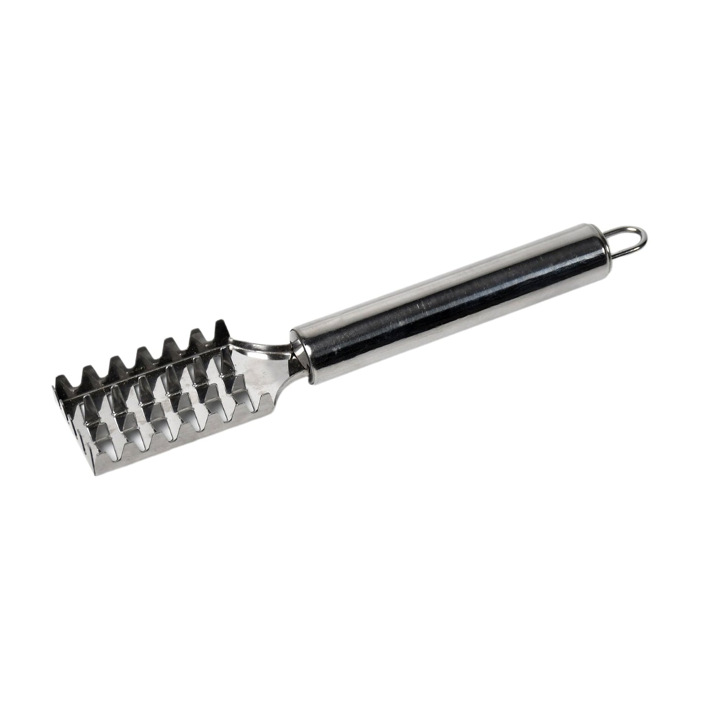 Safe fish scale scraper knife in use for fish cleaning