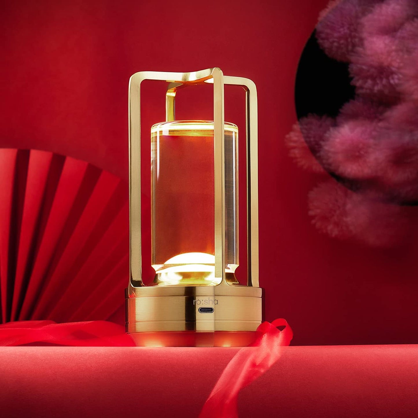 Portable lantern lamp with crystal acrylic shade for decoration
