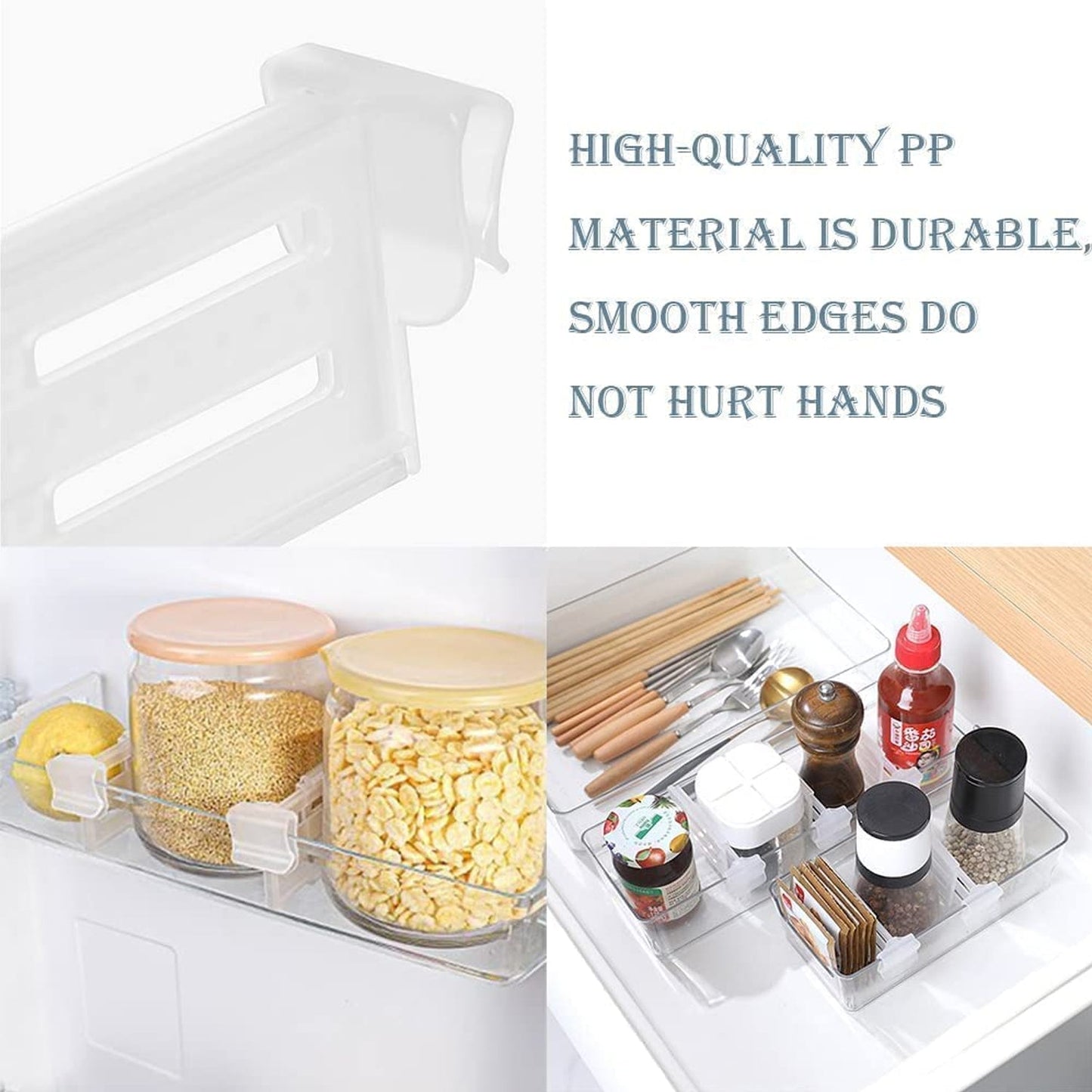 CoolClip Drawer Divider, Refrigerator partition clips holding bottles and grocery packets
