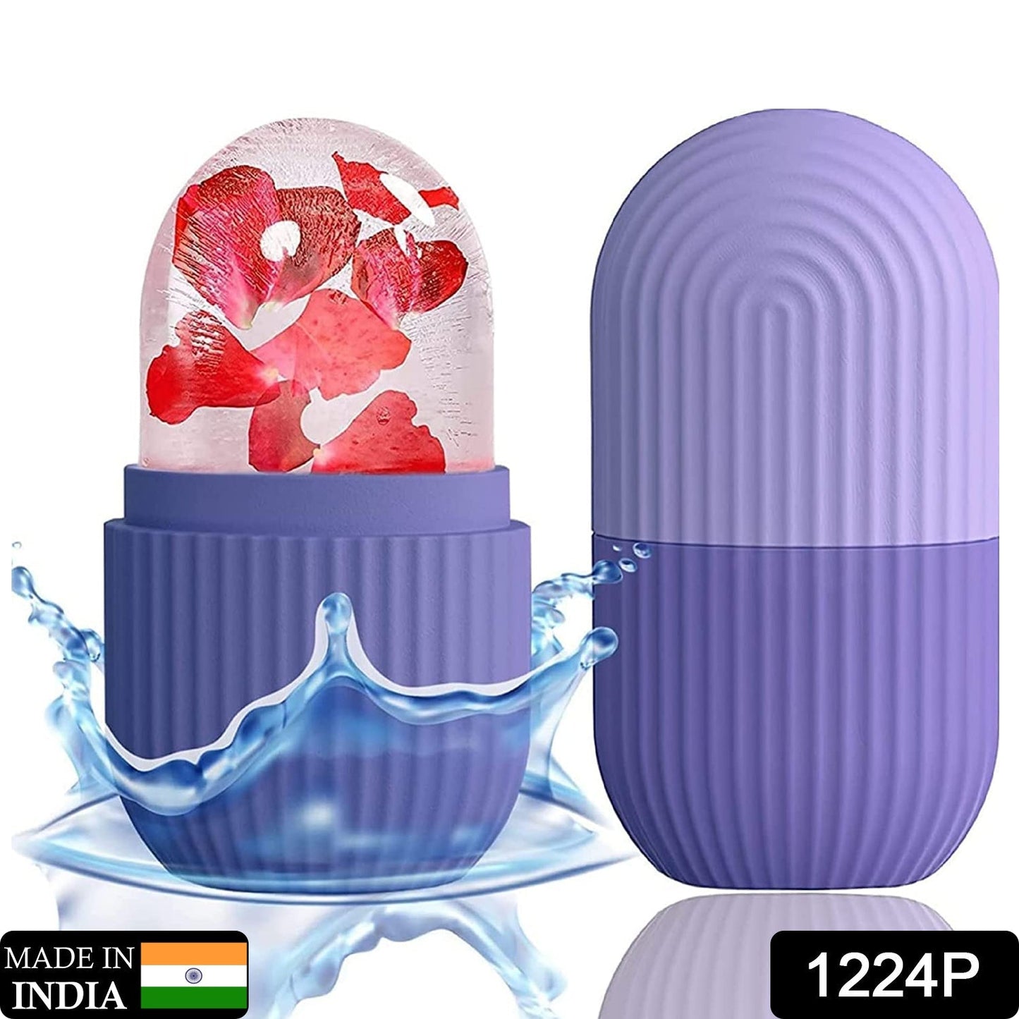 Purple reusable ice roller facial massager for skin soothing