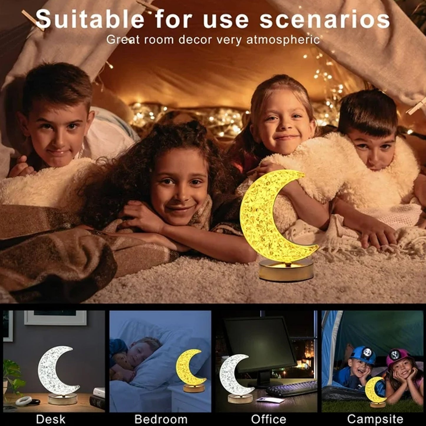 USB rechargeable bedside night lamp with crystal acrylic body