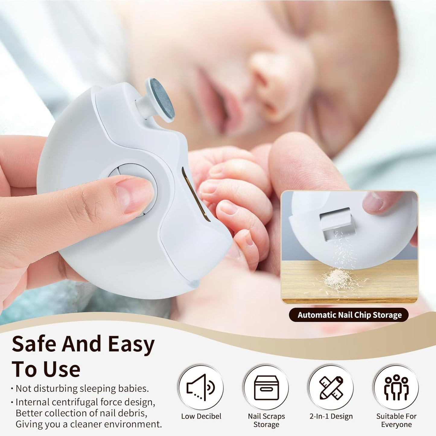 GlowTrim 2-in-1 baby nail trimmer and nail file kit with LED light