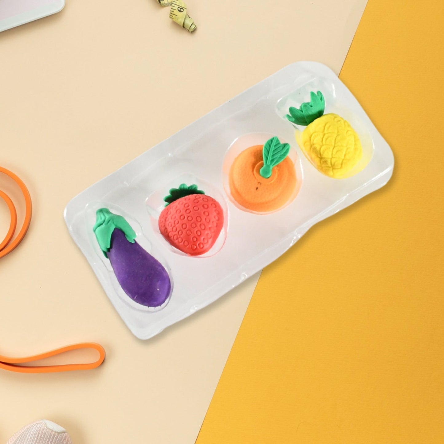 Kids fruit and vegetable engaging erasers for school supplies