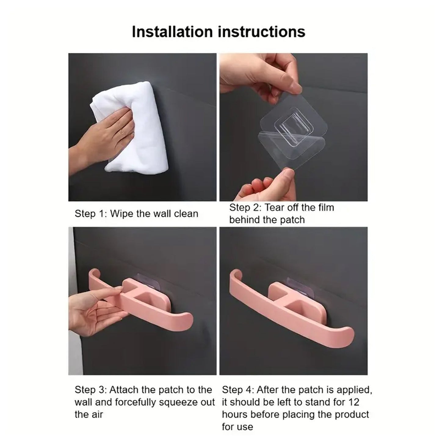 Installation instructions to stick Bathroom towel slipper rack