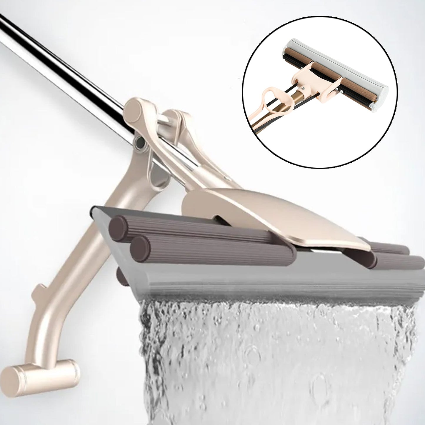 Durable sponge mop for kitchen and bathroom floors