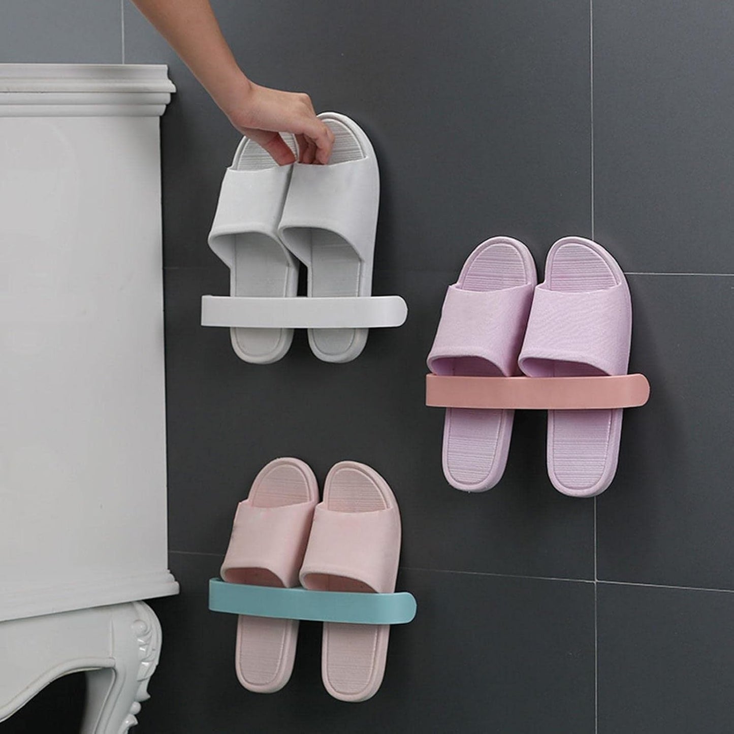 StickNStore Towel & Slipper Rack, Plastic towel rack holder for slippers and towels bathroom use