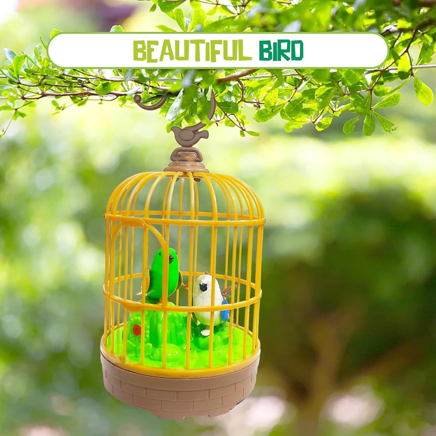 Liberty Imports Sound Activated Bird Cage, Kids pinjra bird cage toy sensor flapping wings and music