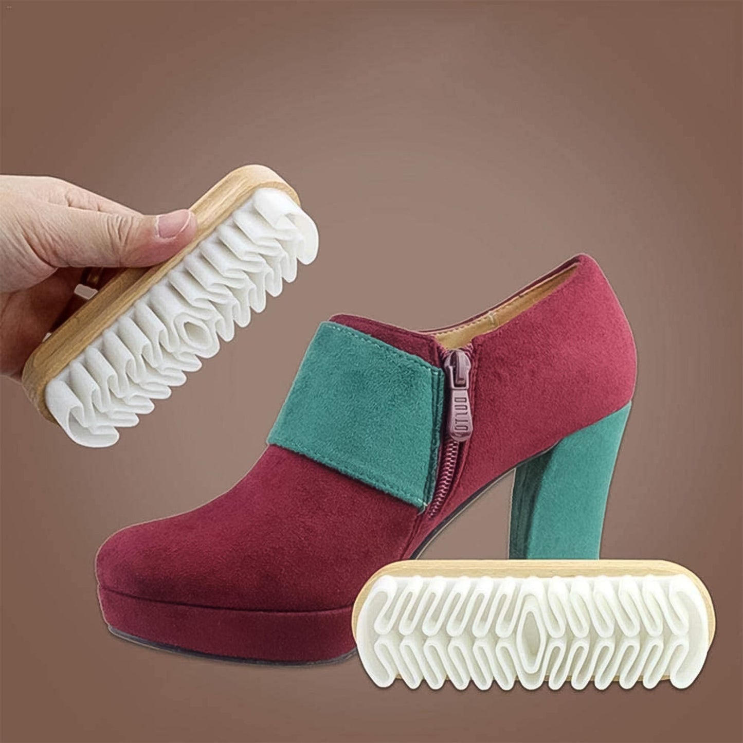 Compact shoe cleaner brush for boots and jackets