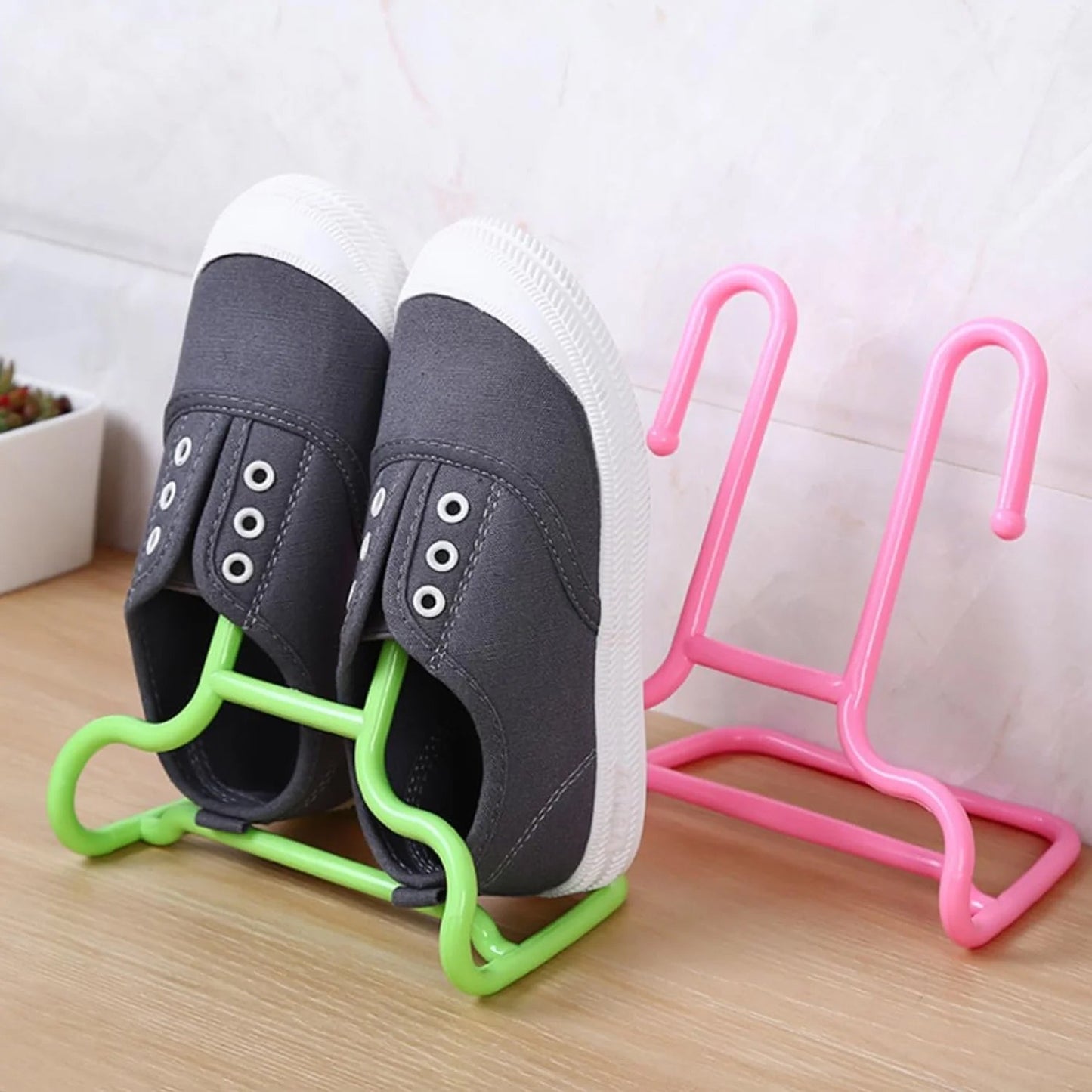 Space-Saving Drying Shelf with Shoe and Hanger Stand, Closet shoe organizer rack keeping shoes in neat order