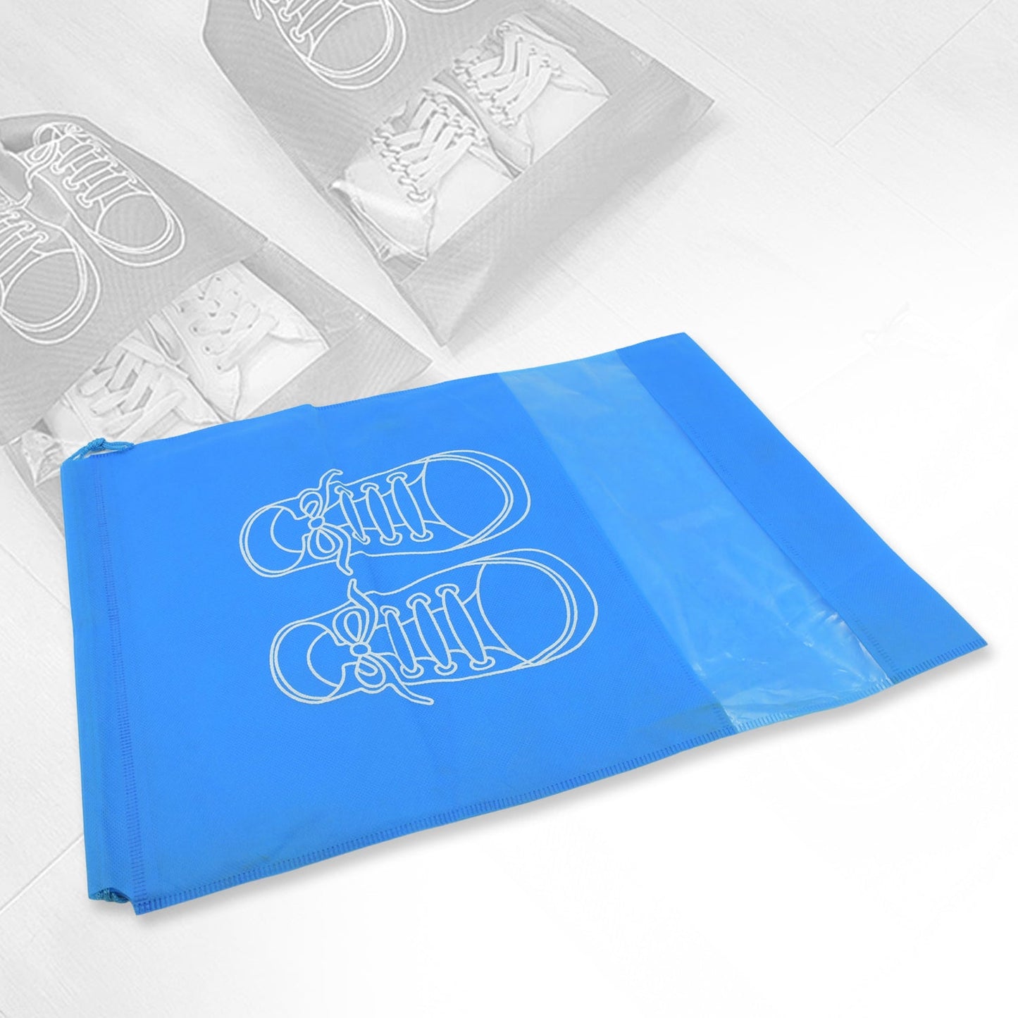 Non-woven shoe bag with transparent window, portable for travel, beach, and closet organization