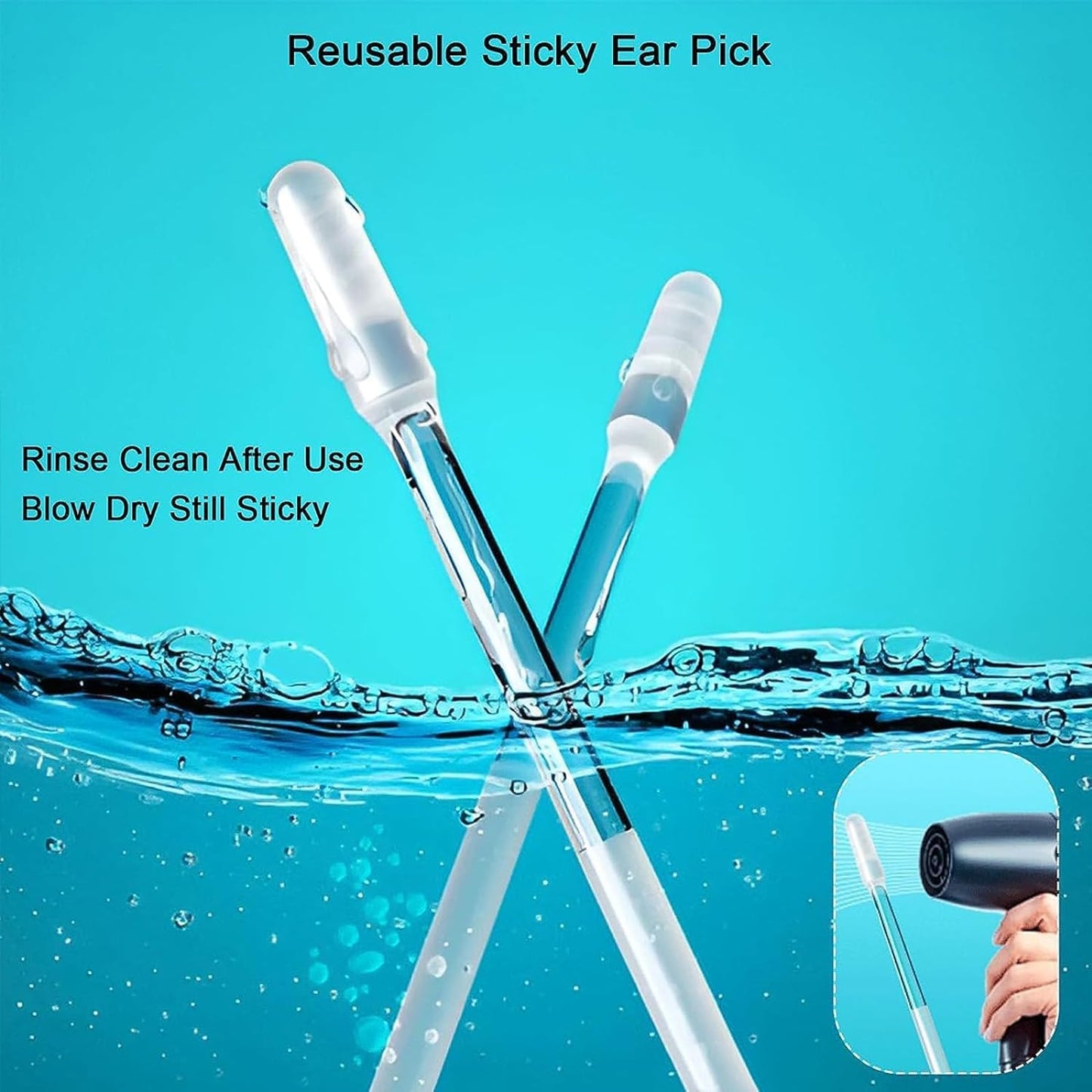 Silicone sticky earwax cleaner for hygienic ear care, Rinse clean after use, blow dry still sticky