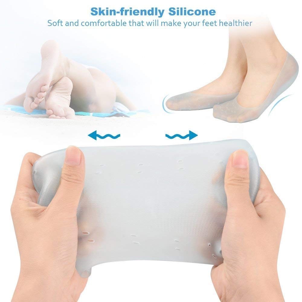 Reusable silicone gel socks for foot care and comfort