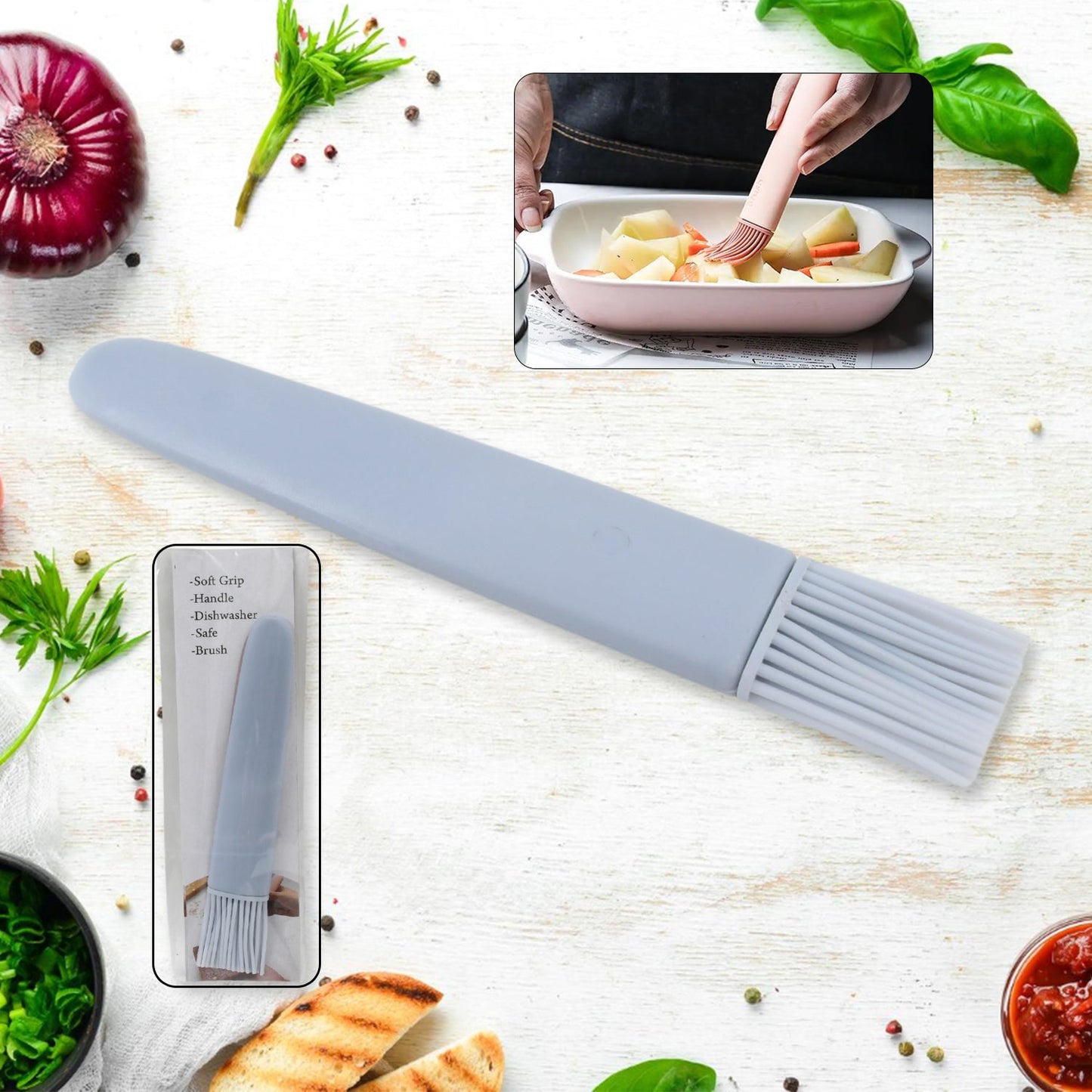 Silicone Basting Brush, Food grade silicone pastry brush with non slip handle for cooking