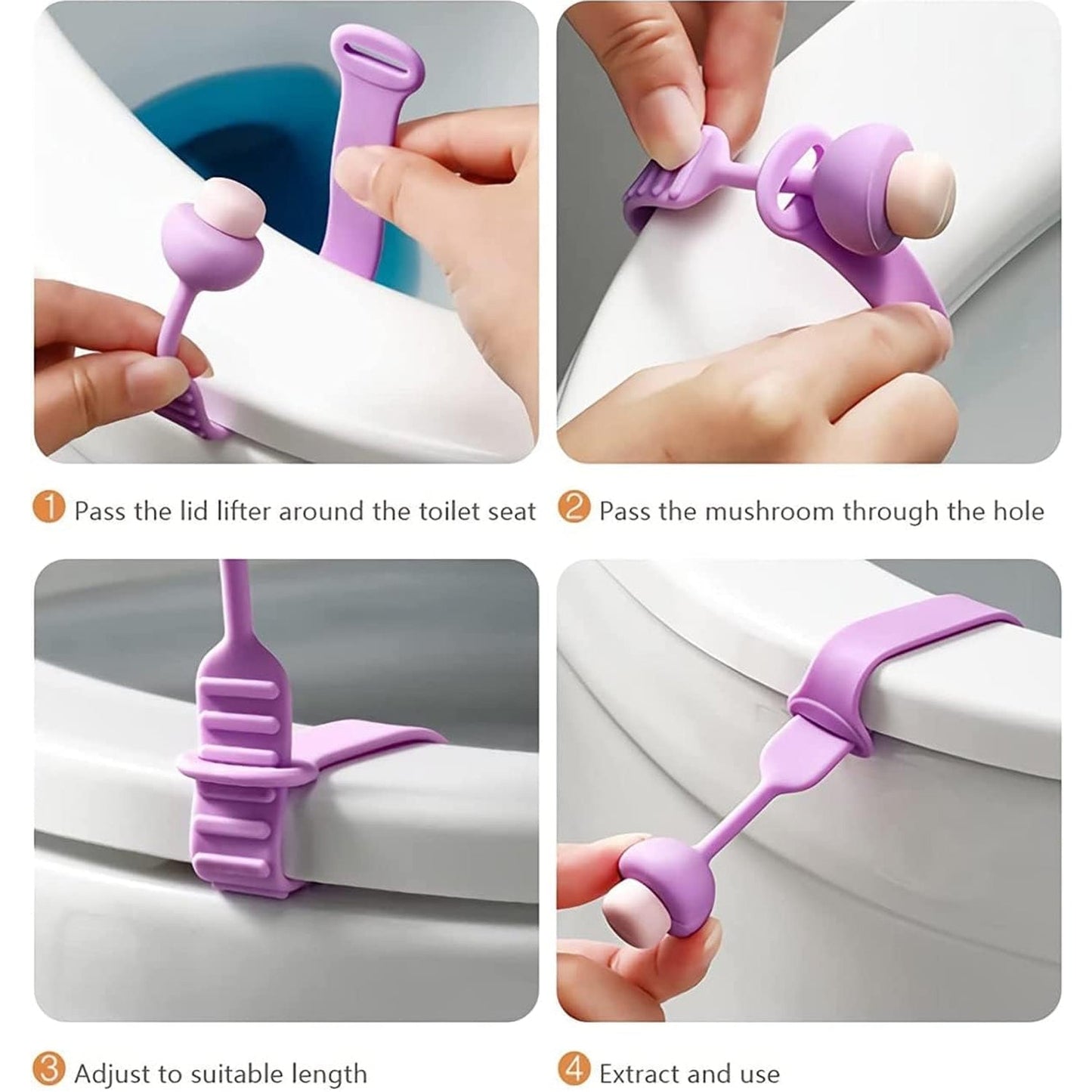 ToiletMate Lift Band, Soft mushroom grip silicone toilet lid lifter reusable band