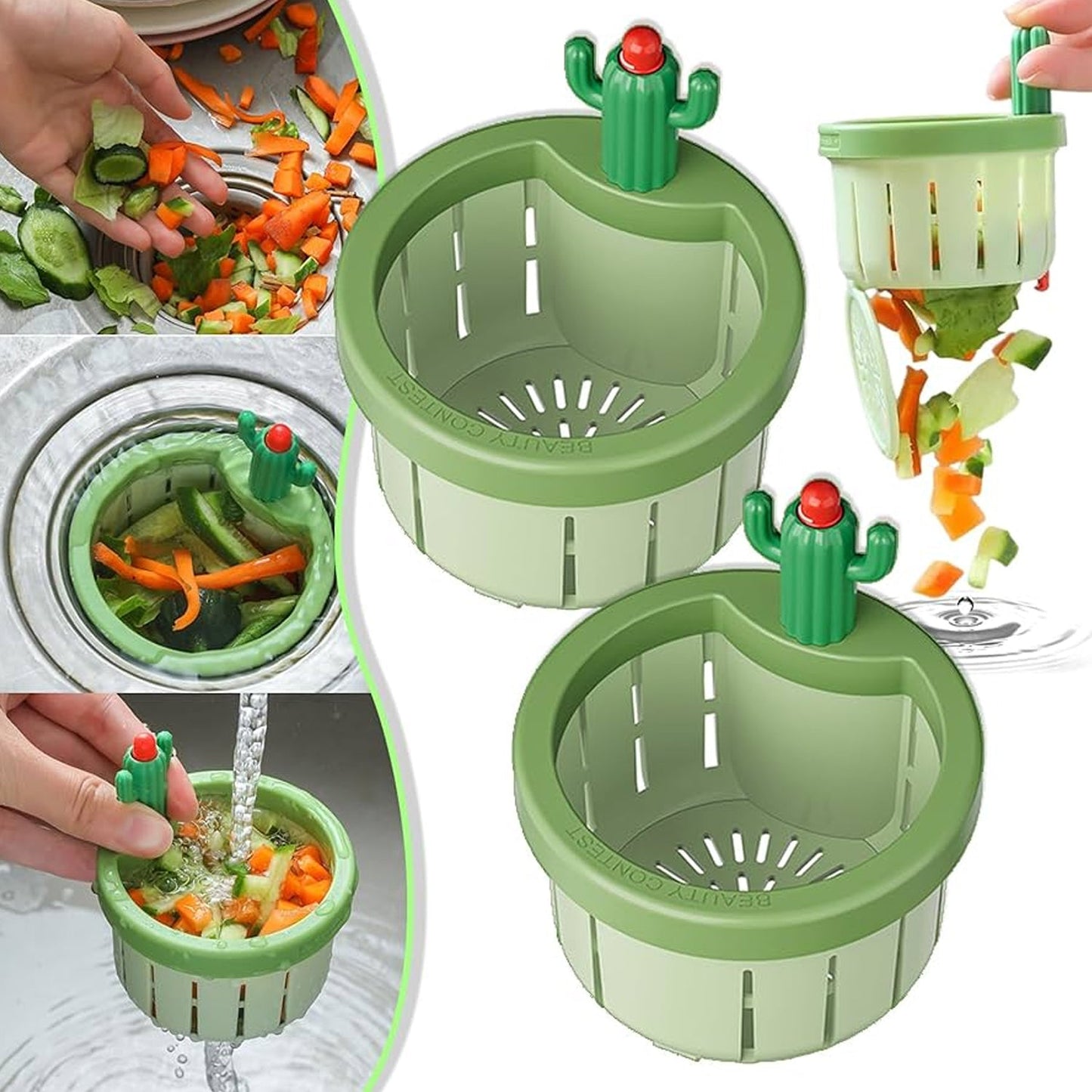 Solid Plastic Drain Protector, Automatic dump basket kitchen sink drain waste collector