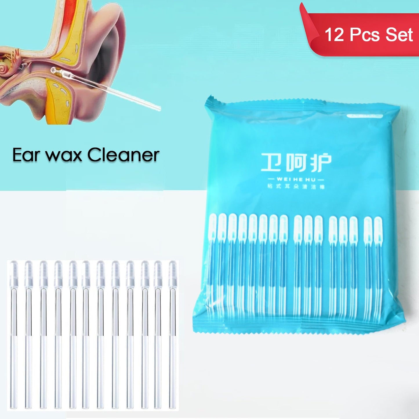 Sticky silicone ear cleaner stick with soft rubber head