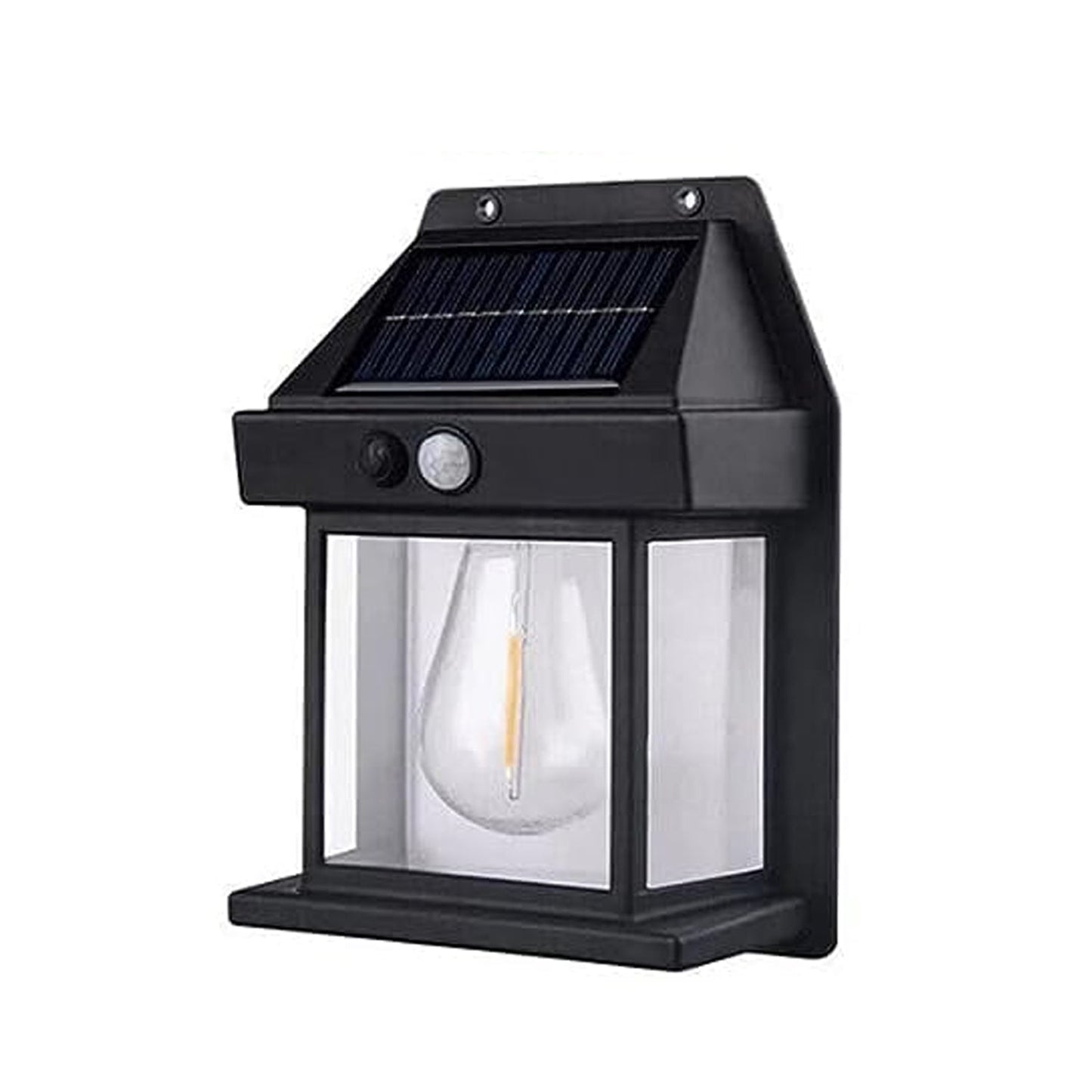 Wireless solar LED wall fixture with clear panel, weather-resistant design for all seasons