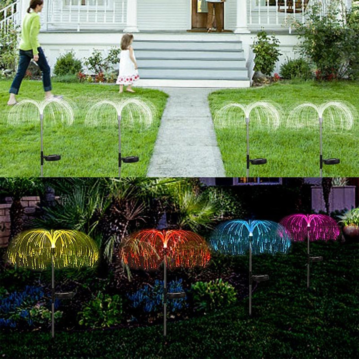 Solar jellyfish flower lights waterproof for patios and yards