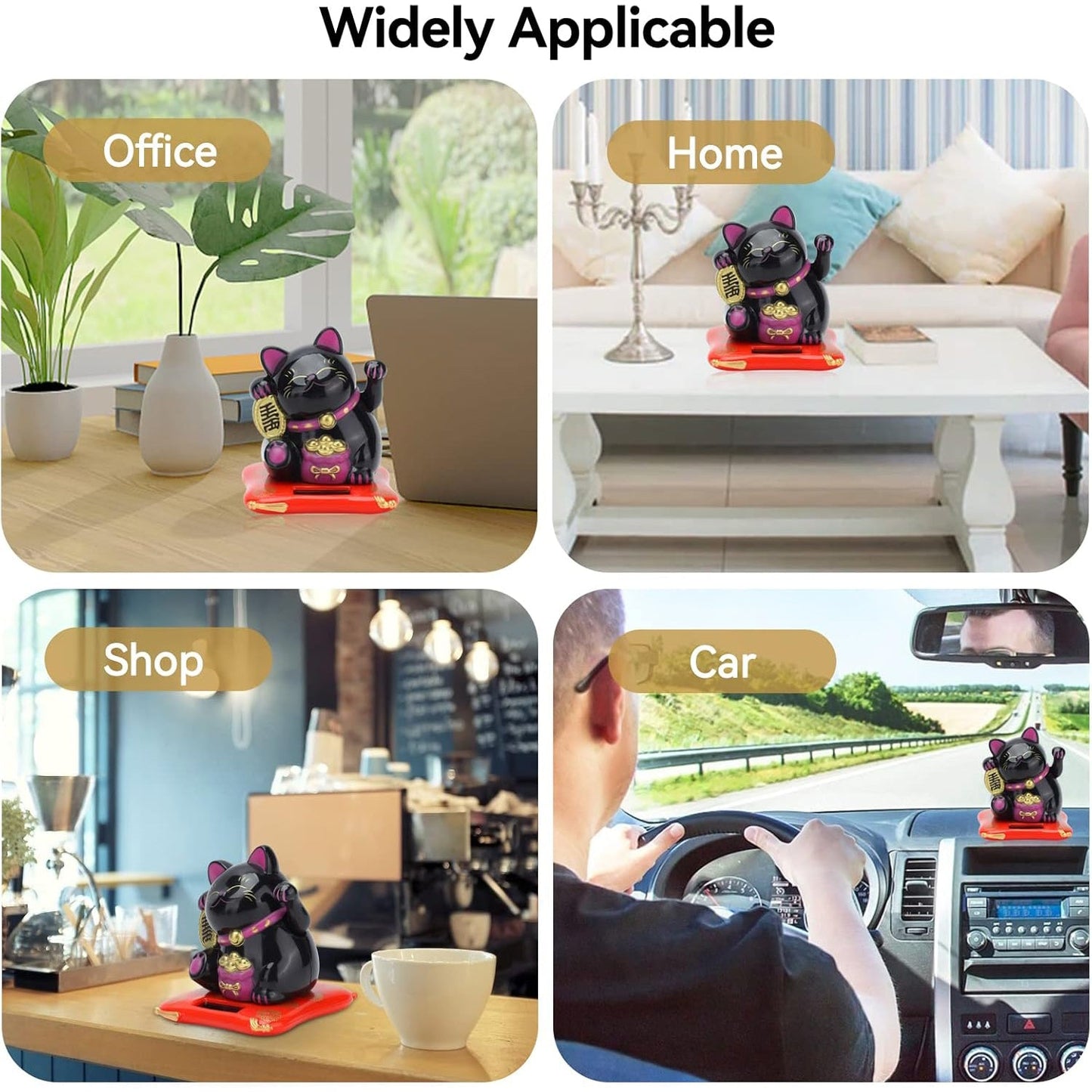 Automatic waving solar cat energy saving car ornament, office, home and shop