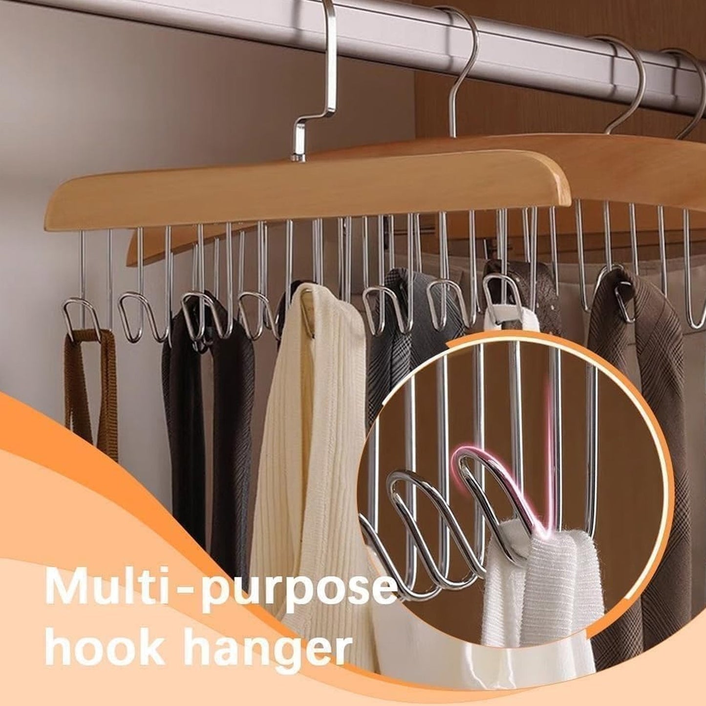 Multipurpose 8 hook hanger for sarees dresses closet storage