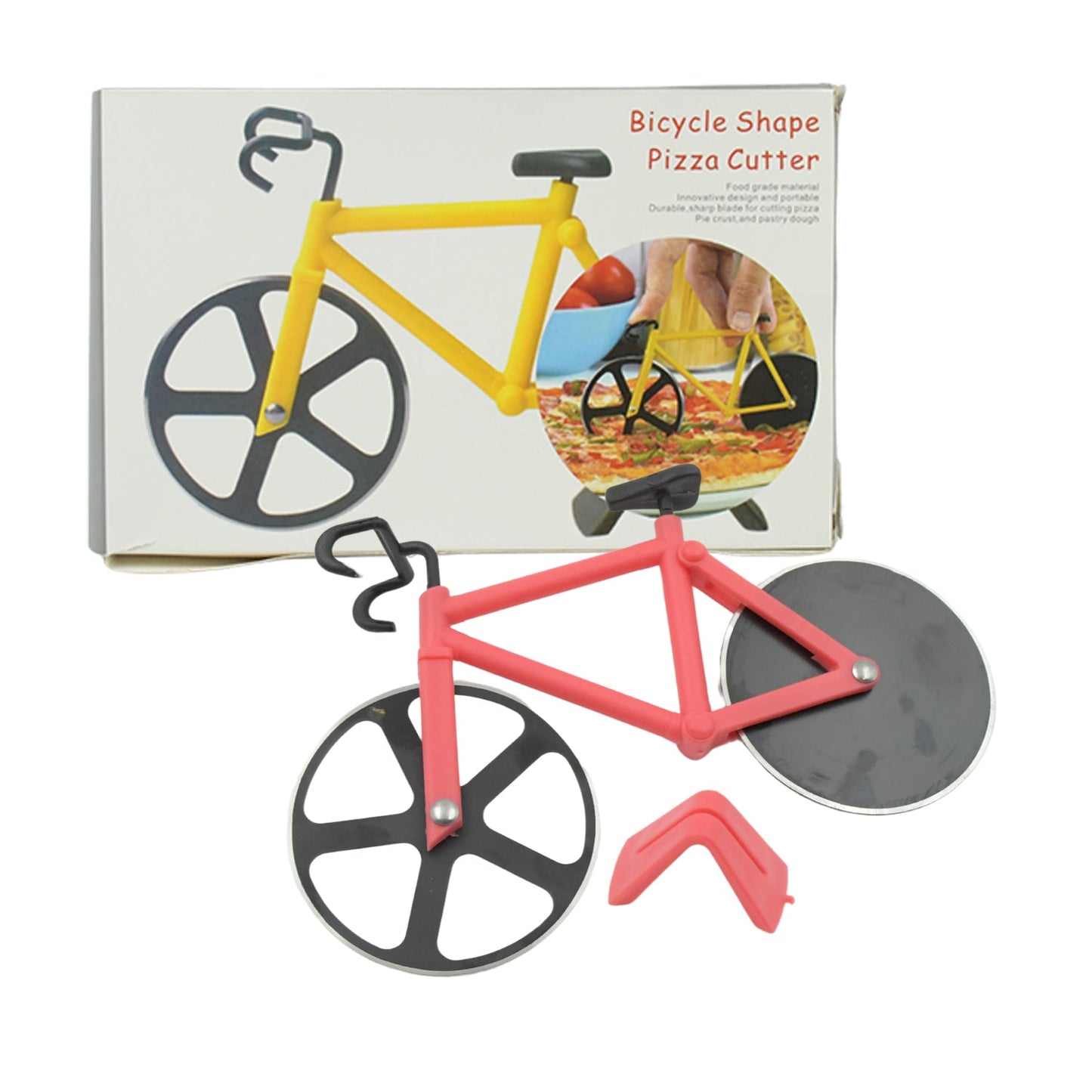 High-quality stainless steel cutter for pizza and flatbreads featuring bicycle shape styling for fun kitchens