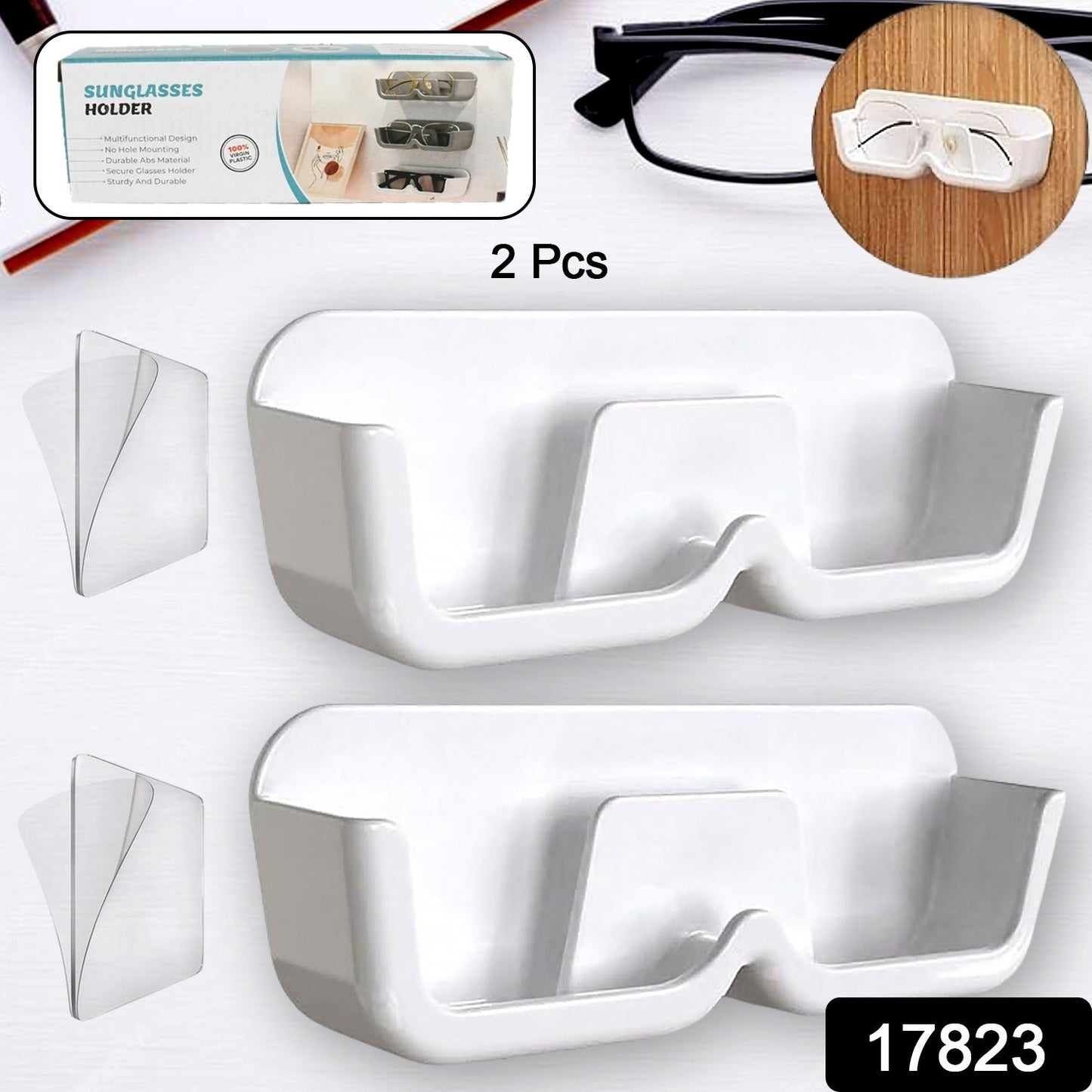 Compact plastic eyewear stand for sunglasses and eyeglasses