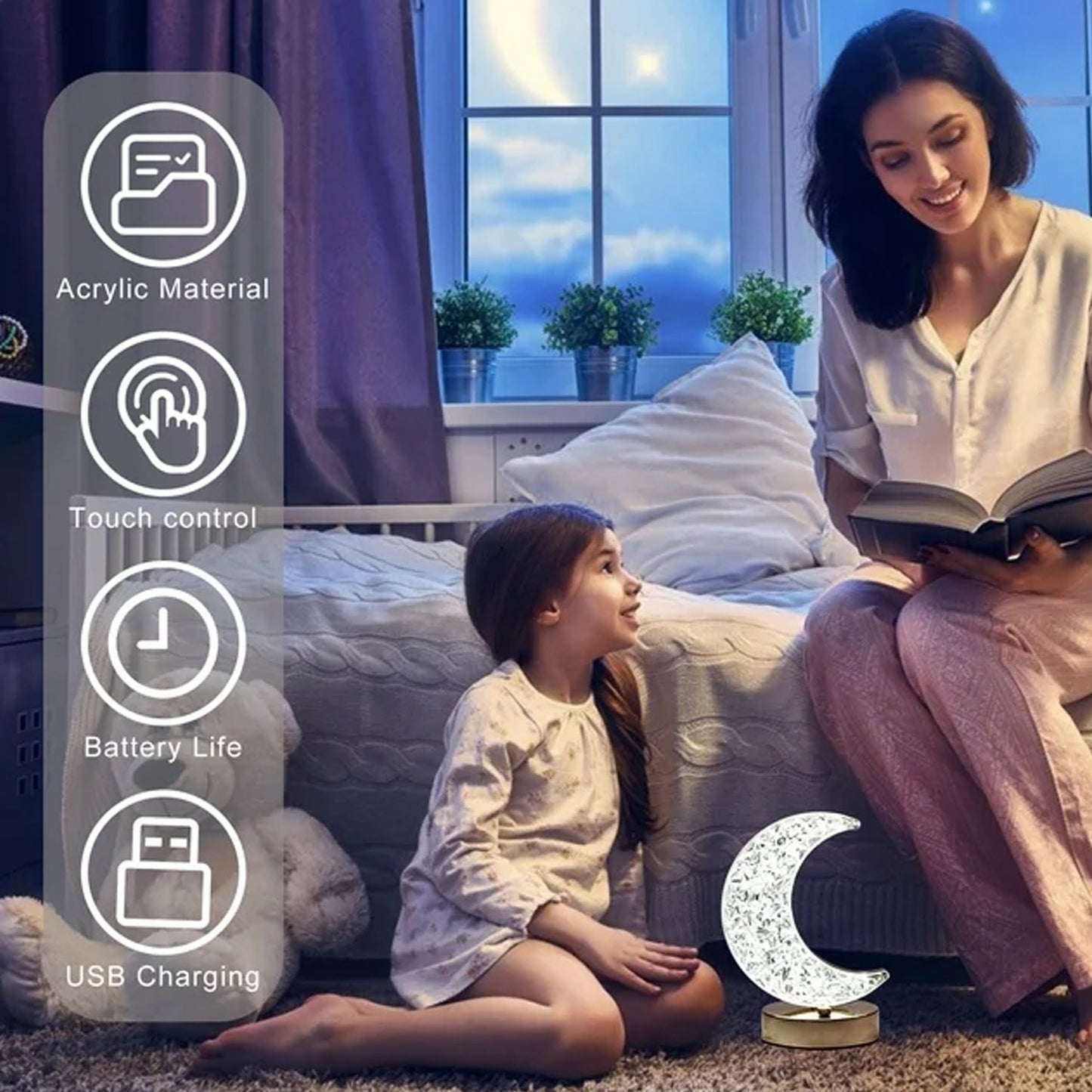 Touch control table lamp with warm, natural, and white lighting