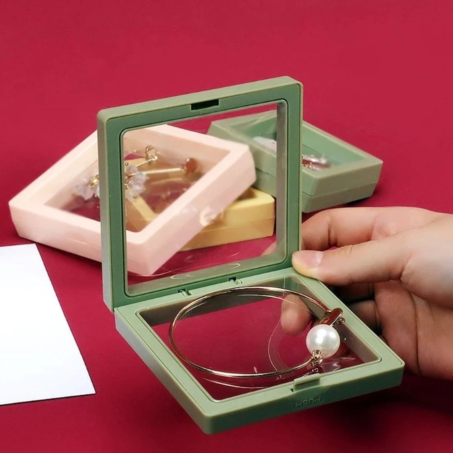 Transparent jewelry box 3D floating display frame for rings