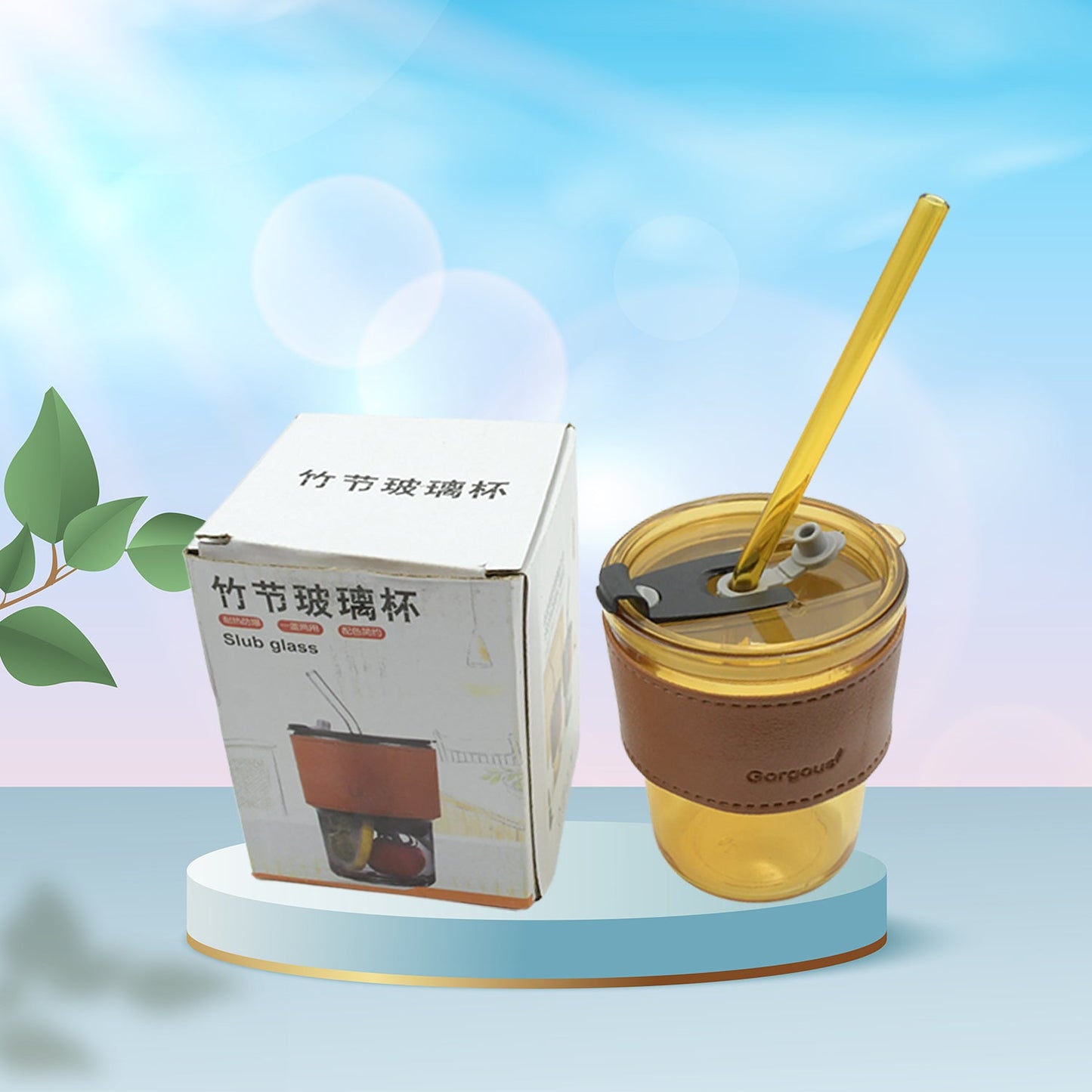 Minimalist glass mug with straw for coffee and chai lovers