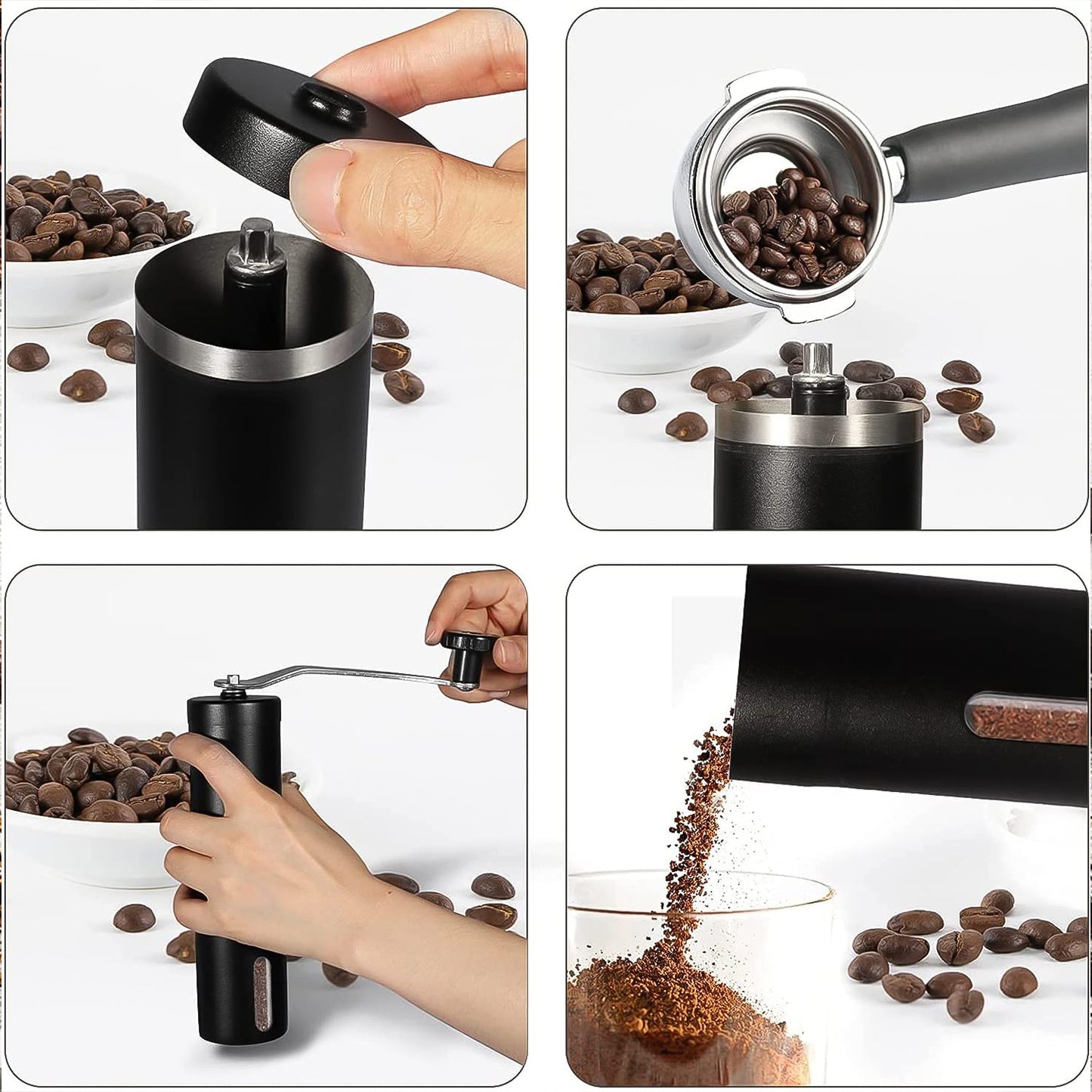 Stainless steel coffee grinder adjustable grind mill portable