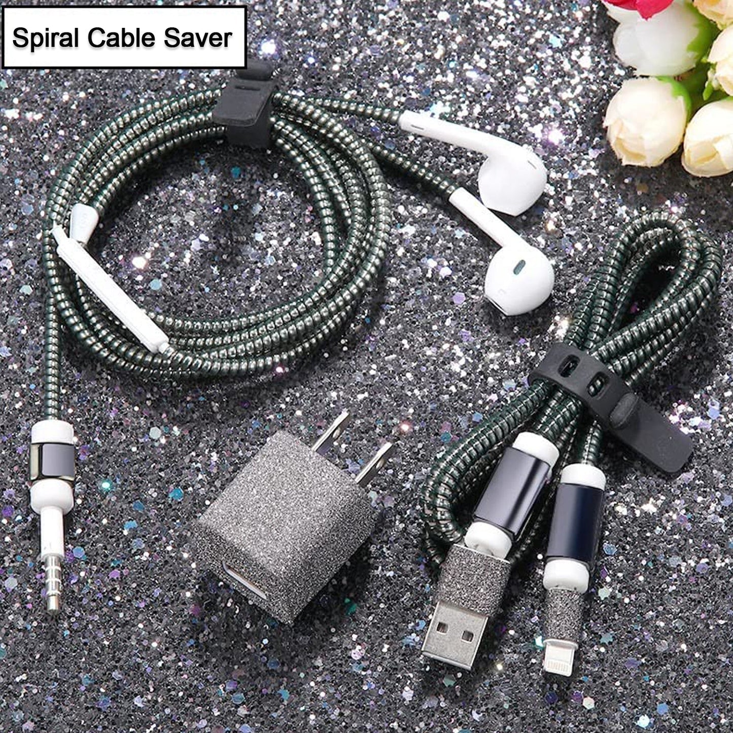 Spiral DIY wire wrap protector guard for headphone and charging cable