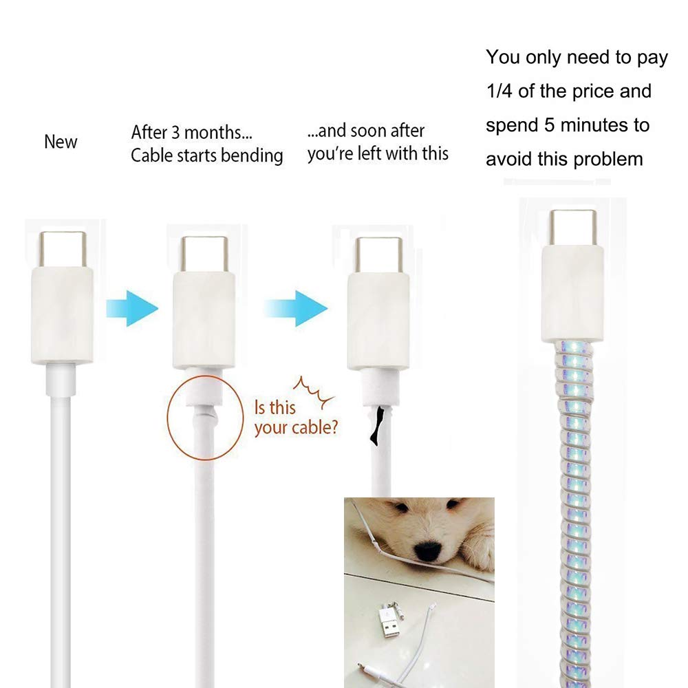 150 cm spiral wrap cable saver cord protector for USB cables