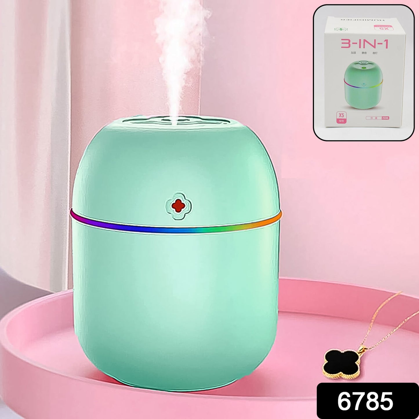 Compact USB-powered cool mist humidifier on office desk