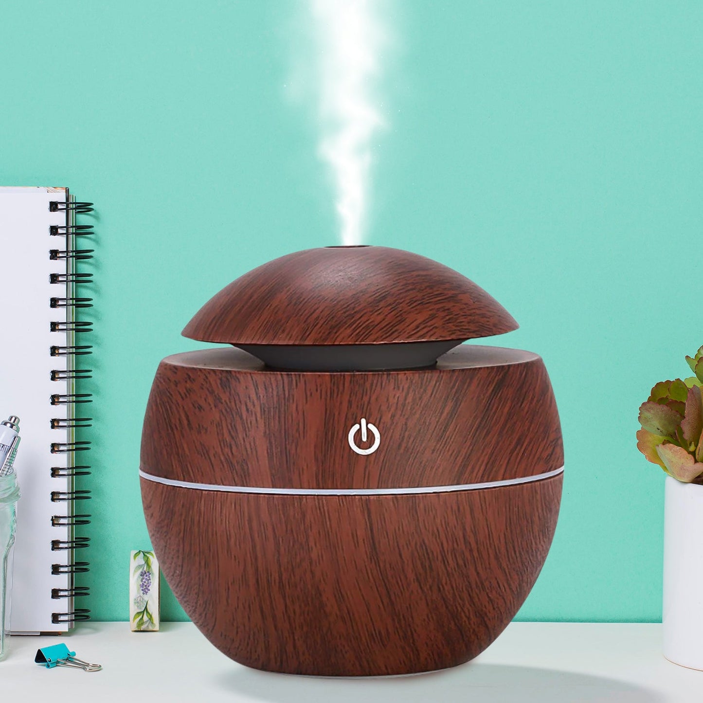PureBreeze Ultrasonic Diffuser, Portable USB essential oil diffuser with multicolor LED lights
