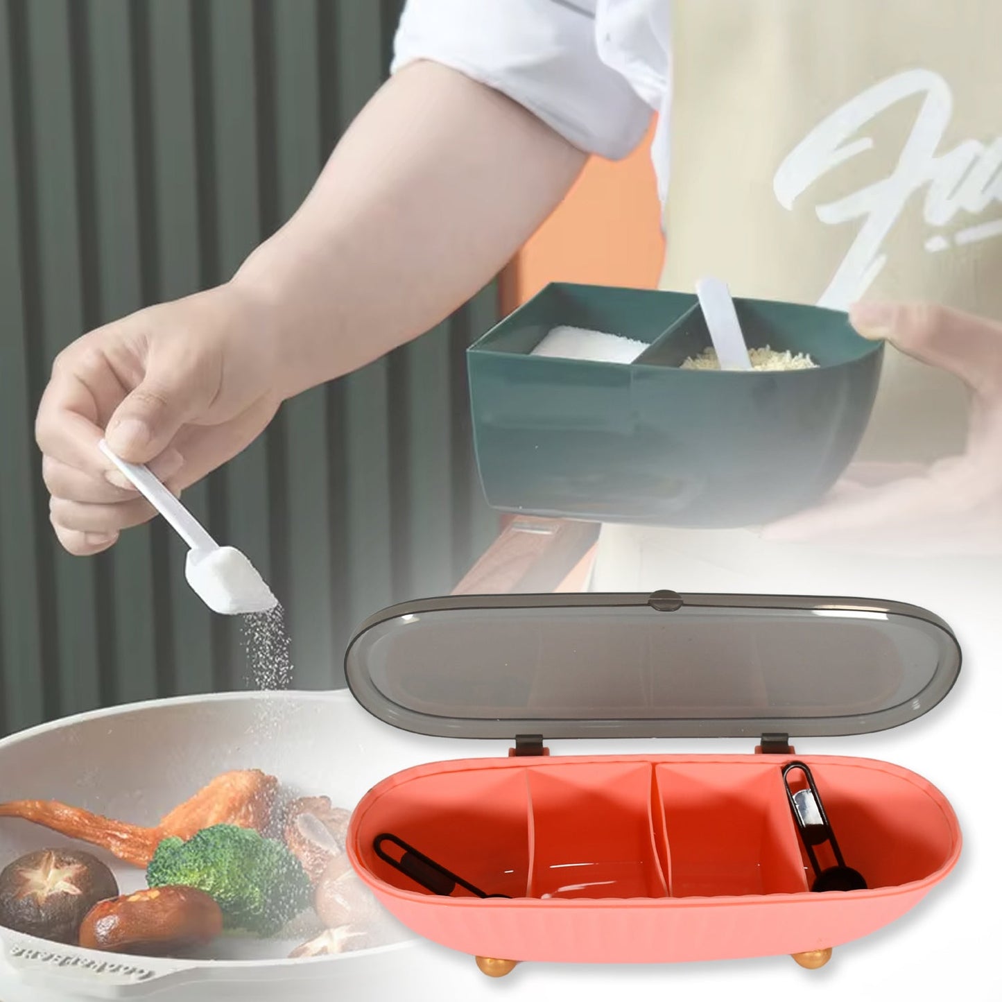 Kitchen spice bottle with durable transparent design and airtight lid