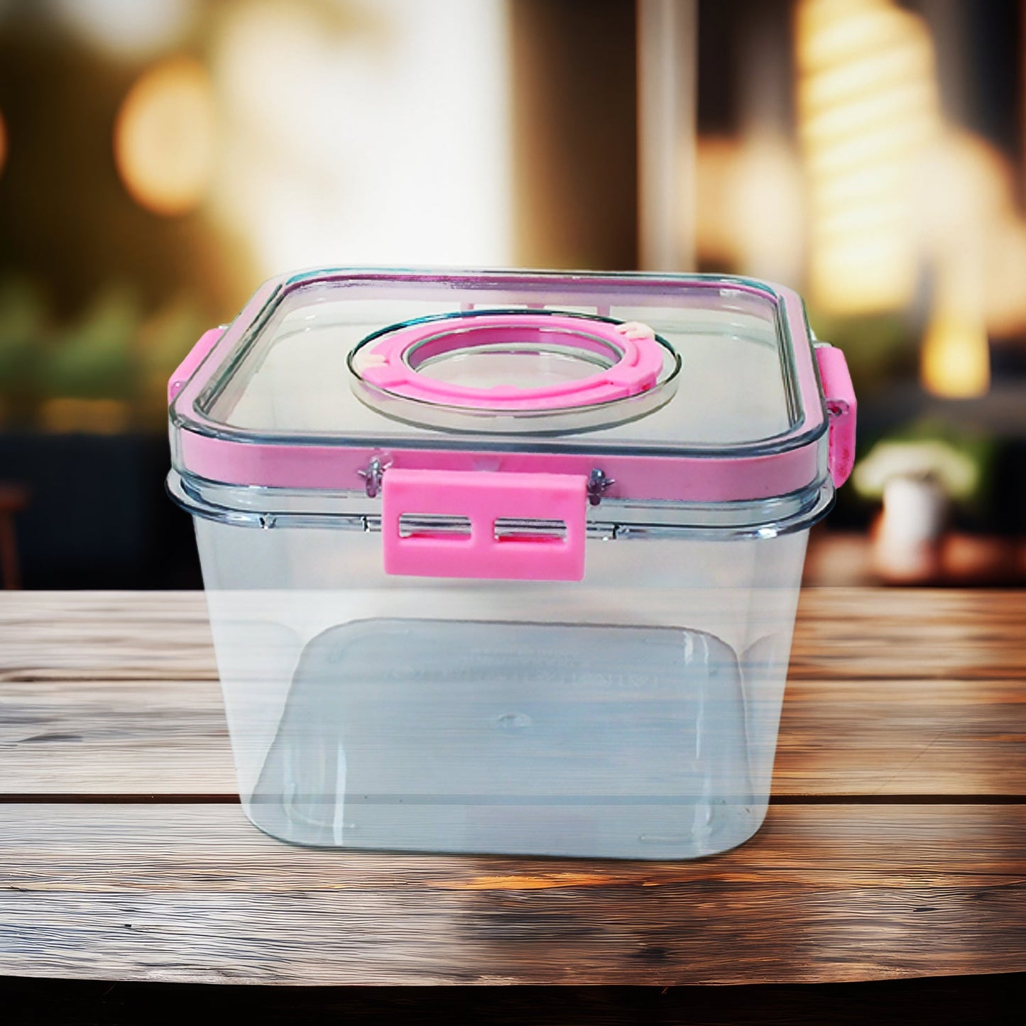 Transparent fruit box container with secure cover for freshness