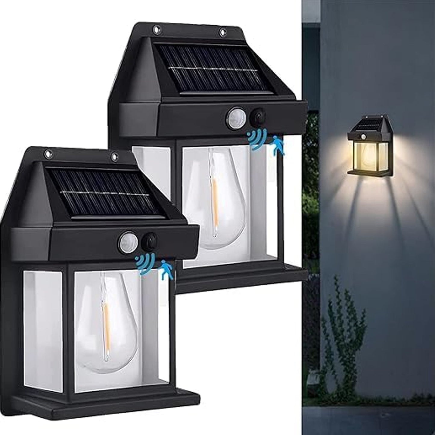 Outdoor solar porch light featuring 3 sensor modes and energy-saving rechargeable battery