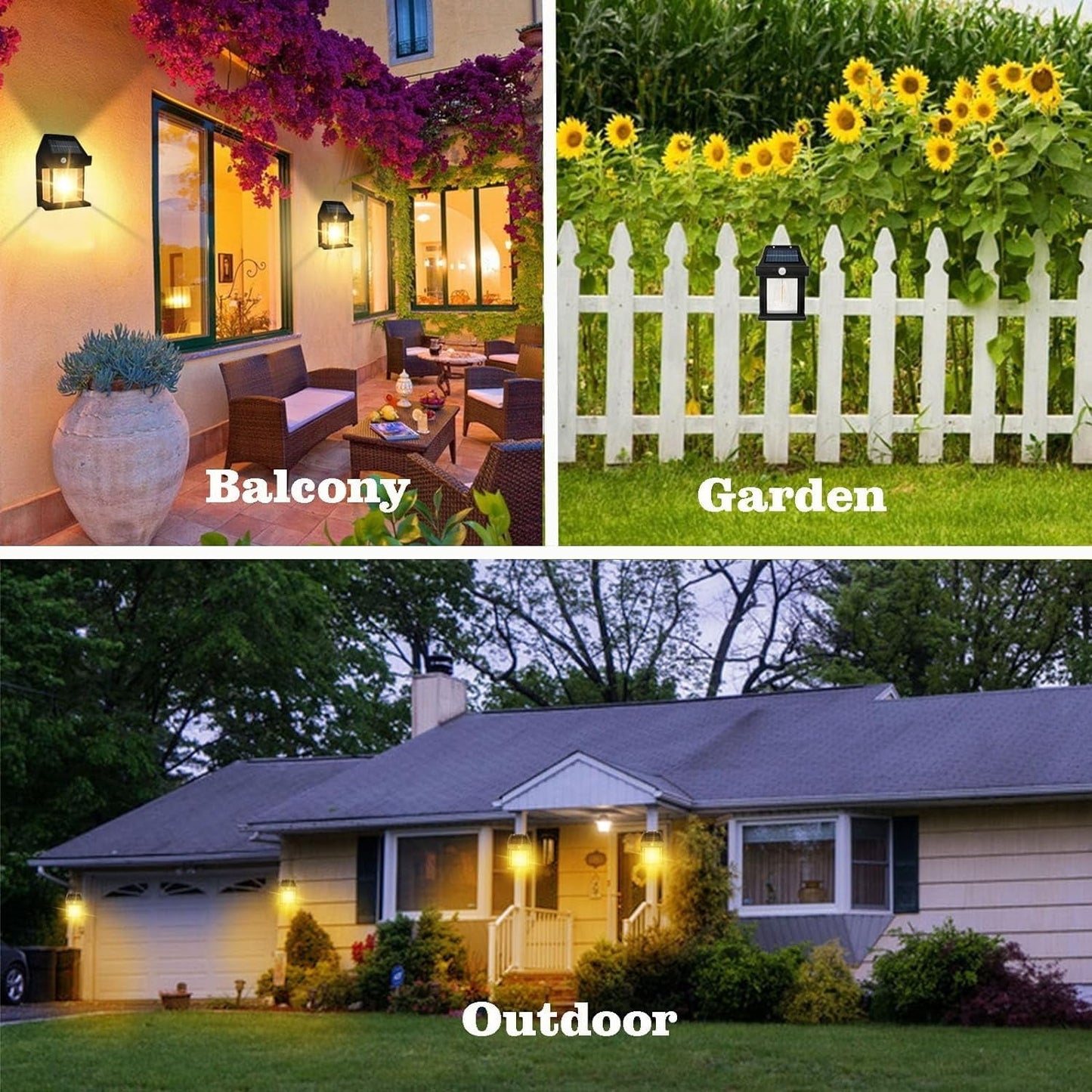 Rechargeable 1800mAh battery solar wall light providing reliable outdoor illumination